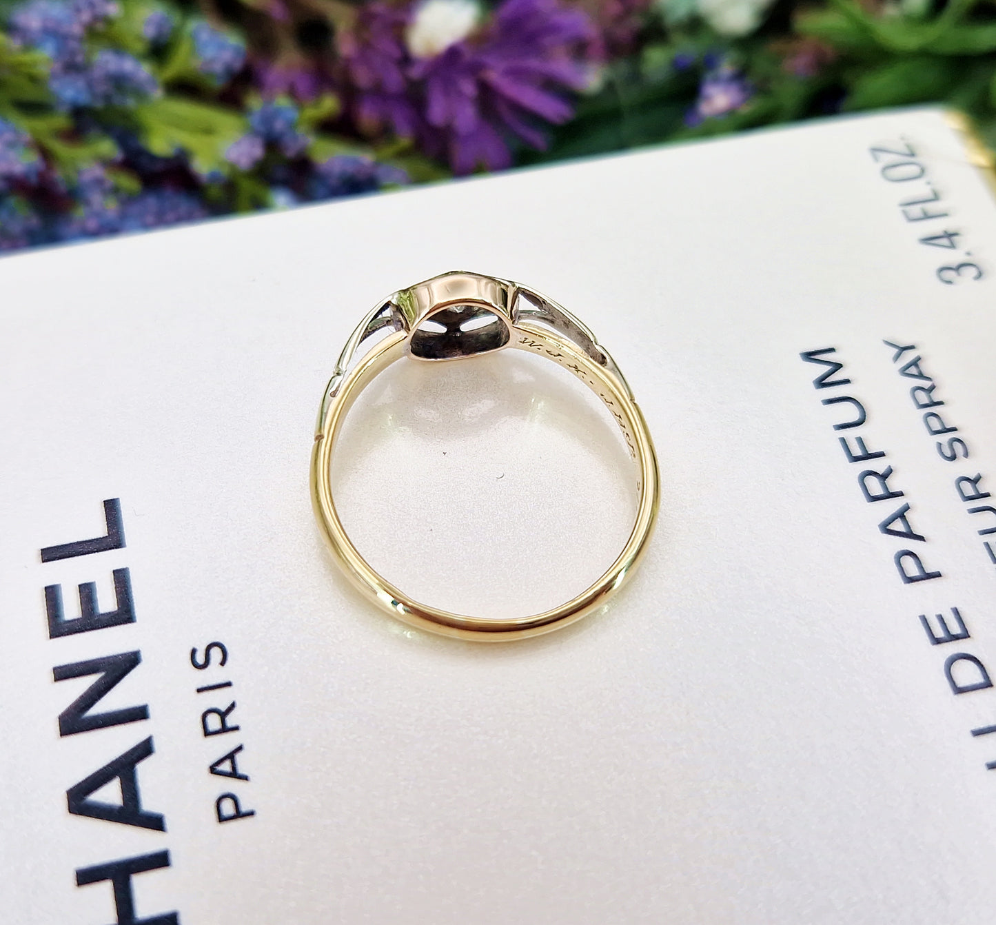 Antique 1945 9ct Gold Platinum Old Mine Cut Diamond Solitaire Star Engagement Ring / Size P or 8