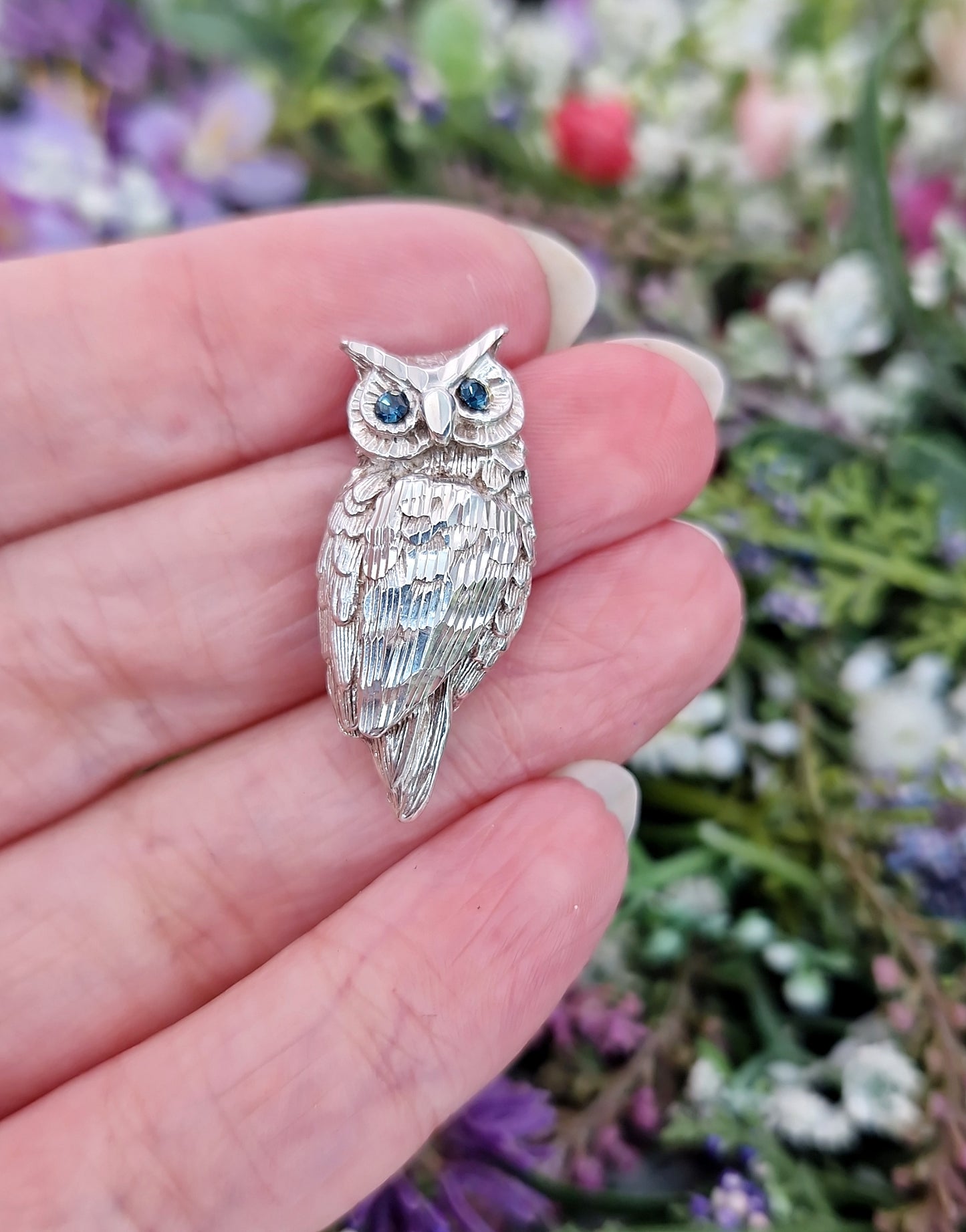 Vintage Sterling Silver Detailed Woodland Owl Brooch Pin