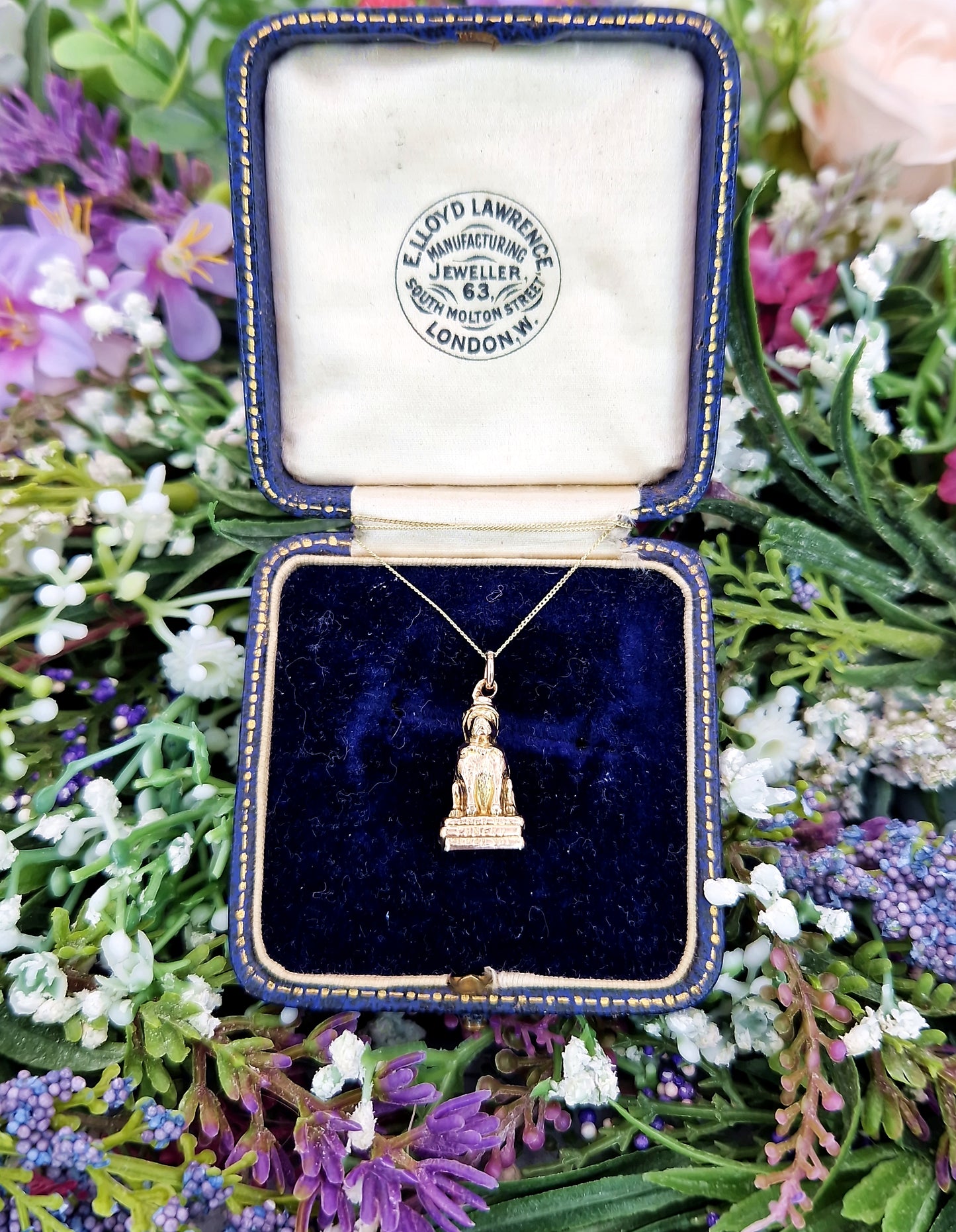Antique Victorian 9ct Gold Cased Punch Magazine Figural Bulldog with Ruff, Top Hat and Books Charm Pendant