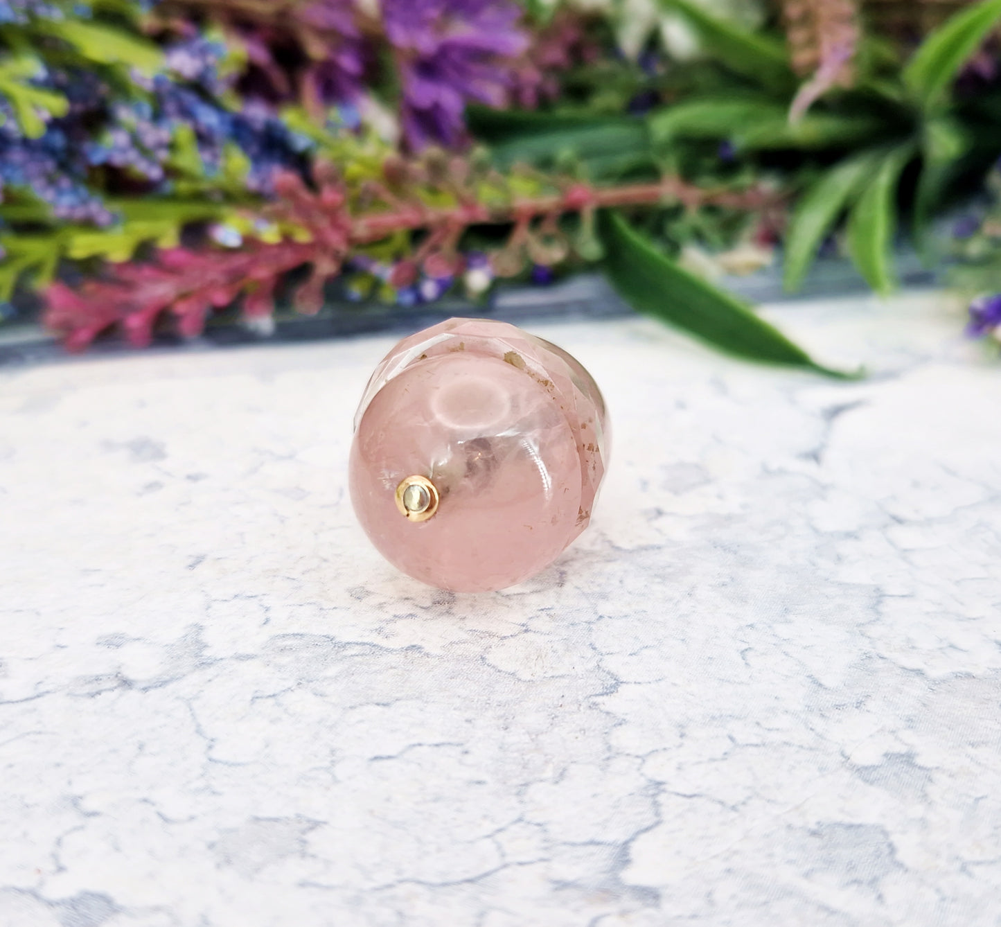 Antique Art Nouveau 14ct Gold Rose Quartz and Rock Crystal Statement Egg Pendant