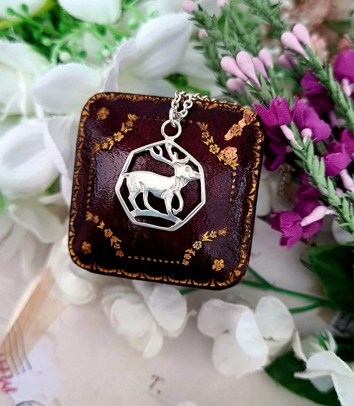 Vintage 1976 Sterling Silver Detailed Stag or Moose Dainty Pendant Necklace
