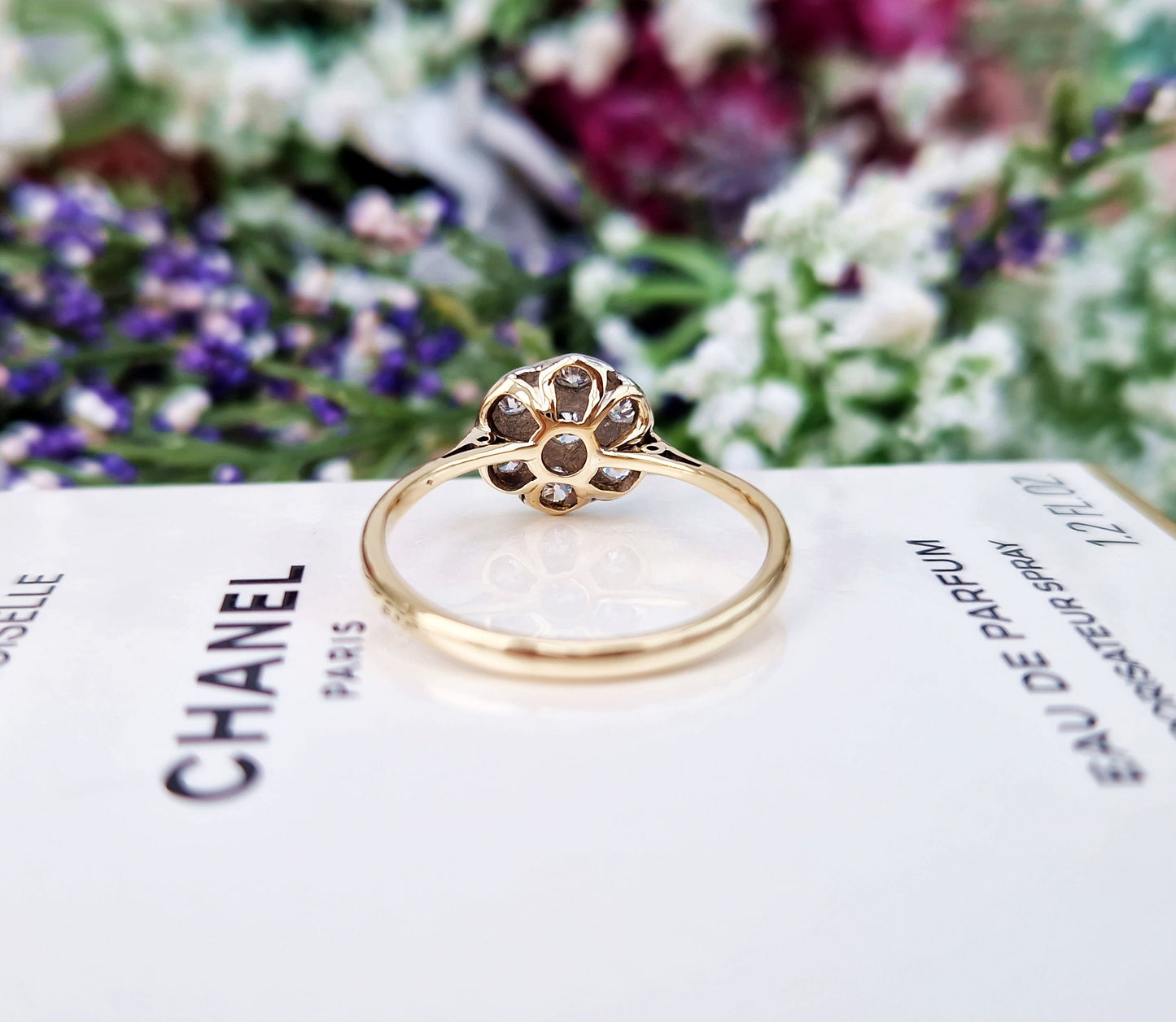 Antique Art Deco 18ct Gold and Platinum Diamond Daisy Cluster Engagement Ring 0.50ct / Size Q 1/2 or 8.75