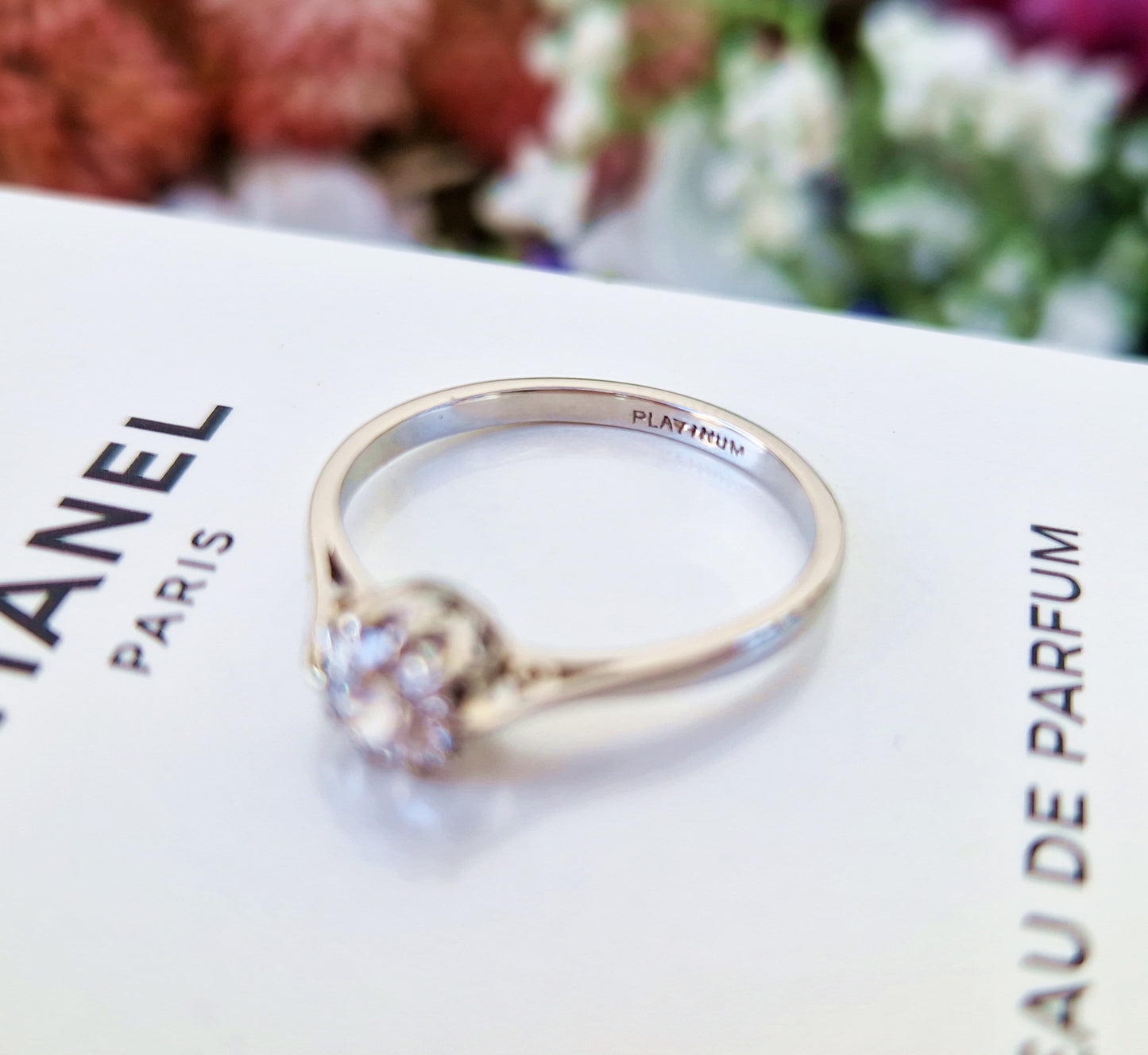 Antique Art Deco Solid Platinum Old European Cut Diamond 0.46ct Solitaire Engagement Ring / Size M 1/2 or 6.75