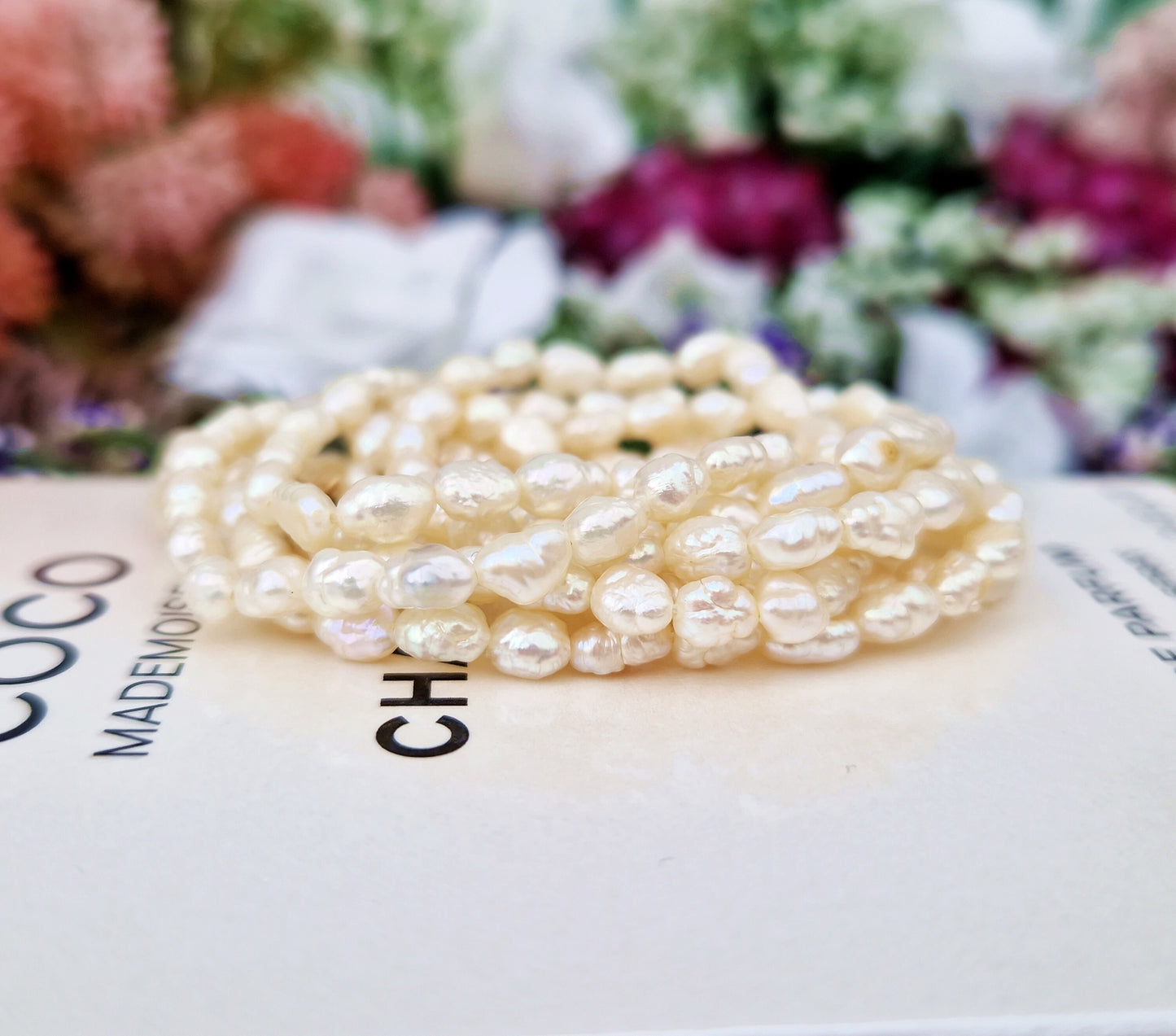 Vintage Classic 19" Two Strand Baroque Rice Pearl Necklace with 9ct Yellow Gold Clasp