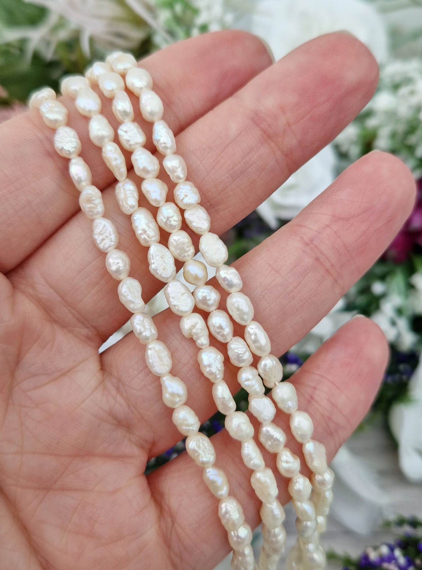 Vintage Classic 19" Two Strand Baroque Rice Pearl Necklace with 9ct Yellow Gold Clasp