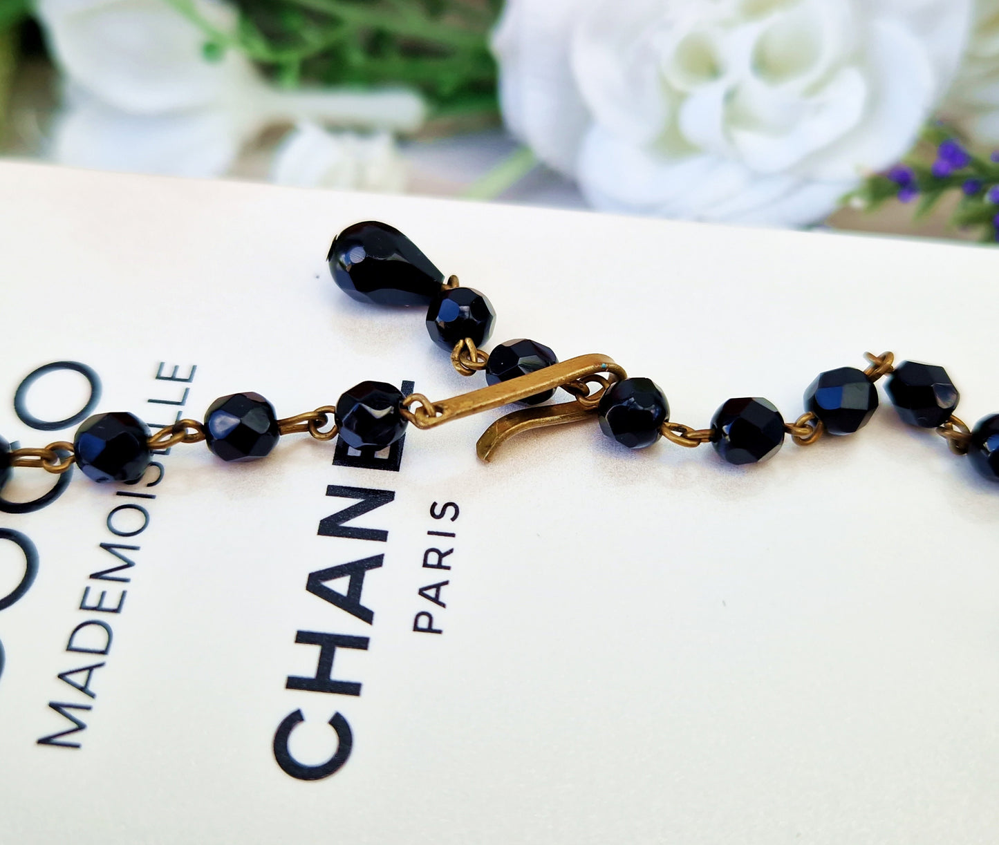 Vintage Jet Black Czech Glass Statement Fringed Collar Choker Necklace