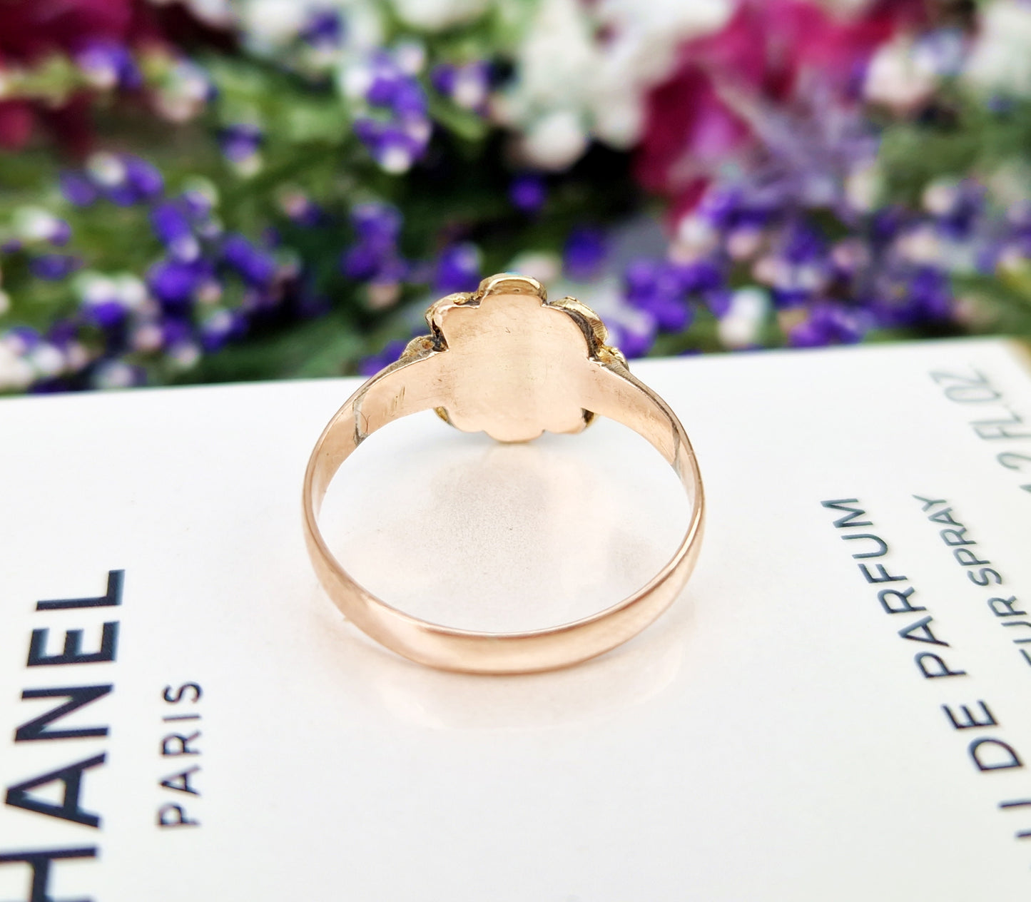 Antique Victorian 9ct Gold Ornate Turquoise Cabochon Daisy Cluster Ring / Size K or 5.5