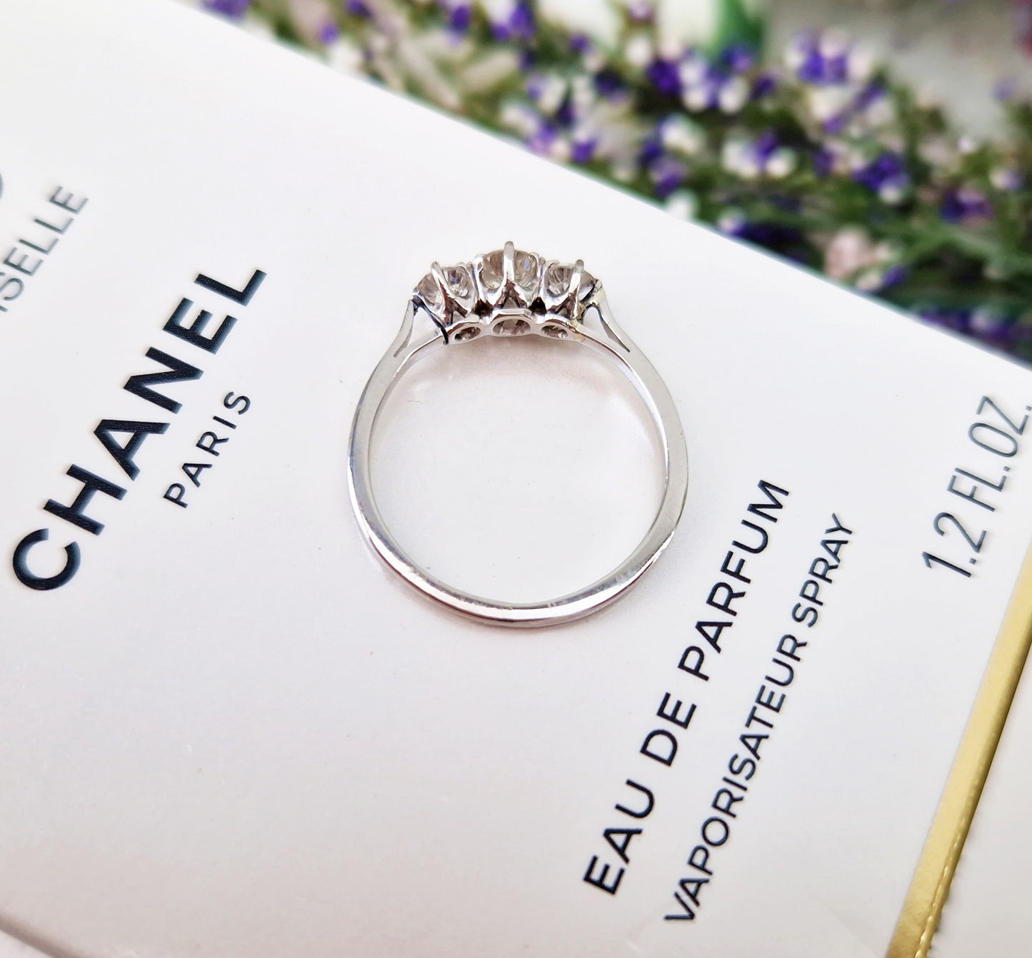 Antique Art Deco Solid Platinum Classic 0.51ct Diamond Trilogy Engagement Ring / Size L 1/2 or 6.25