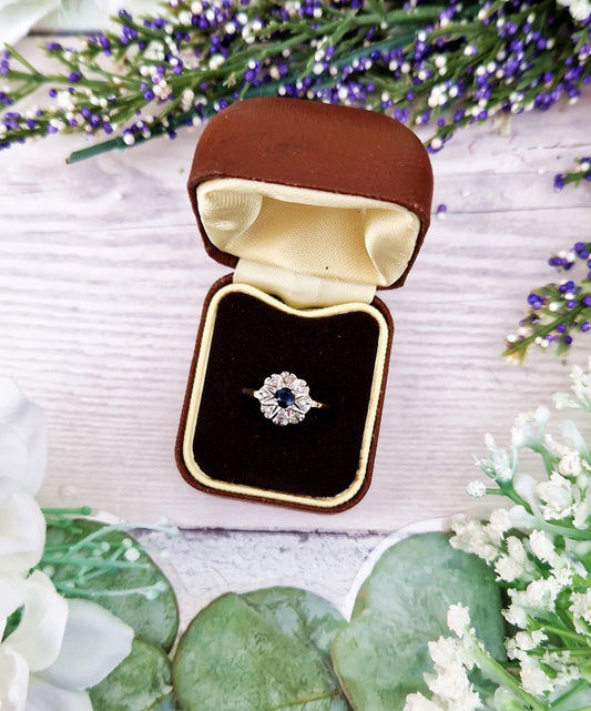 Vintage Brown, Black & Cream Interior Leatherette Jewellery Ring Box for Display Collection Gift or Engagement