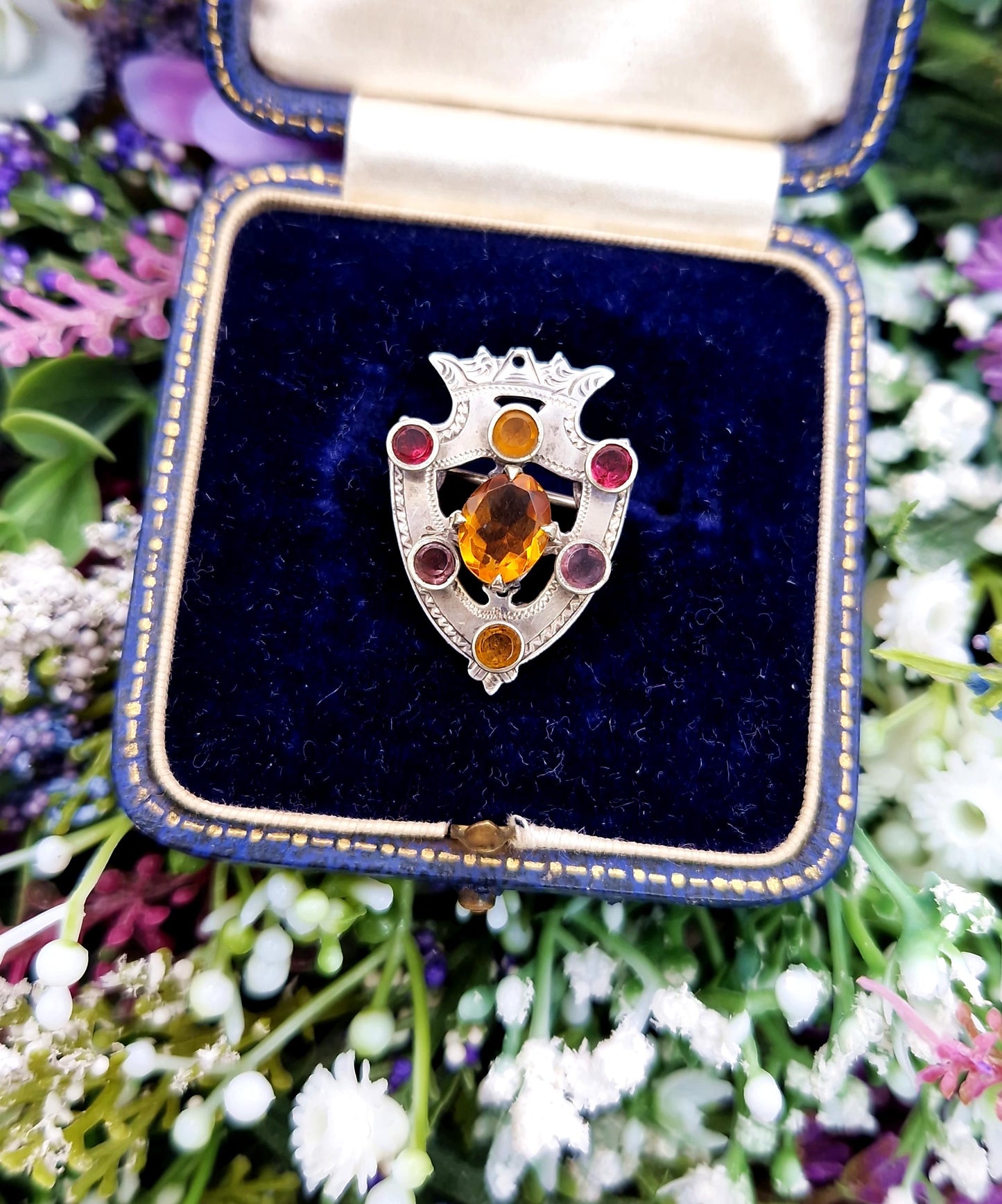 Antique Victorian Sterling Silver Crowned Heart Luckenbooth Miniature Brooch