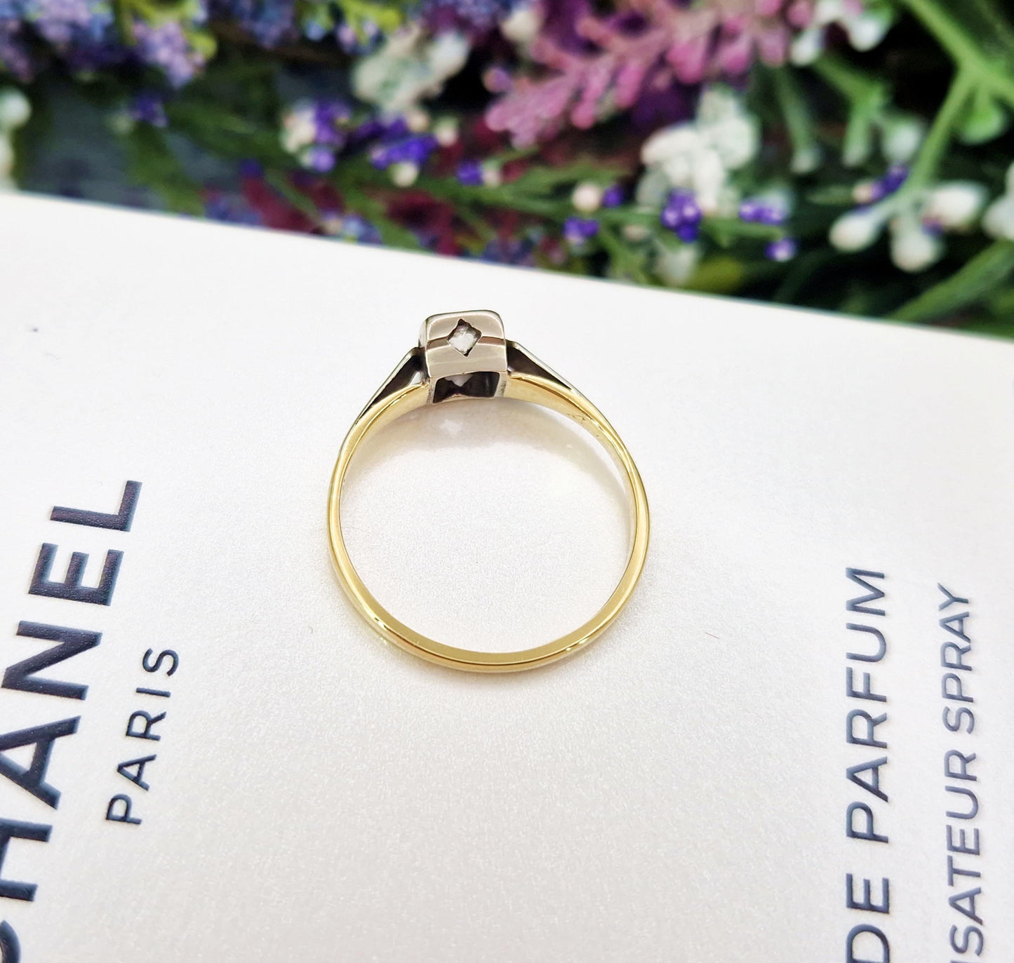 Antique Art Deco 18ct Gold Platinum Old Mine Cut Diamond Solitaire Engagement Ring / Size O or 7.5