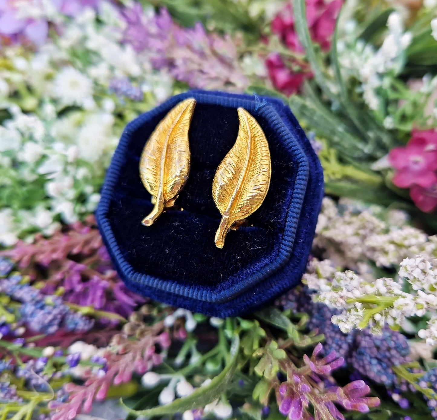 Vintage Gold Plated Retro Bird or Angel Feather Detailed Clip On Earrings