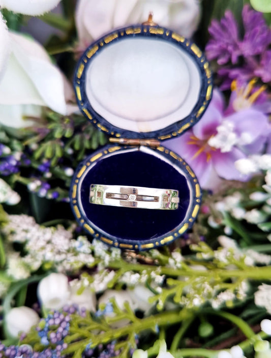 Vintage Sterling Silver Kit Heath Plain Diamond Set Wedding Band Ring / Size M or 6.5