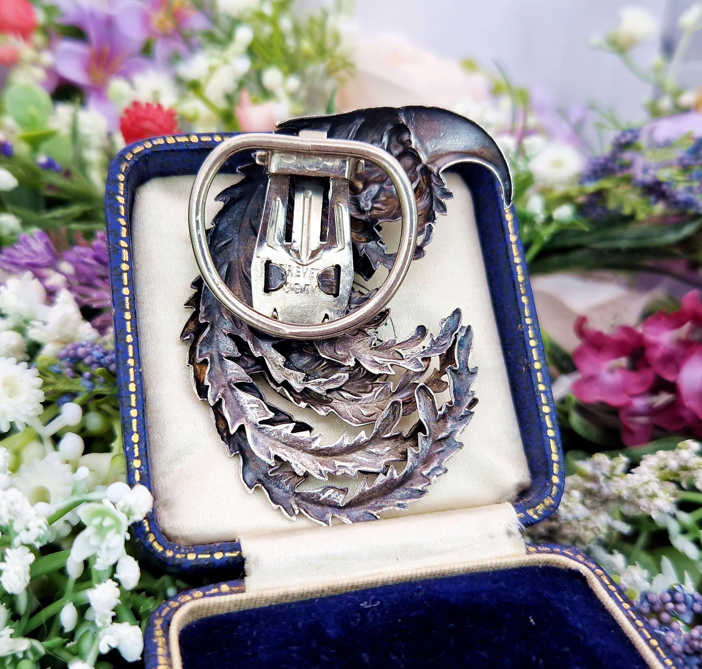 Vintage French Sterling Silver Front Large Fantasy Griffin Claw Scraf Clip