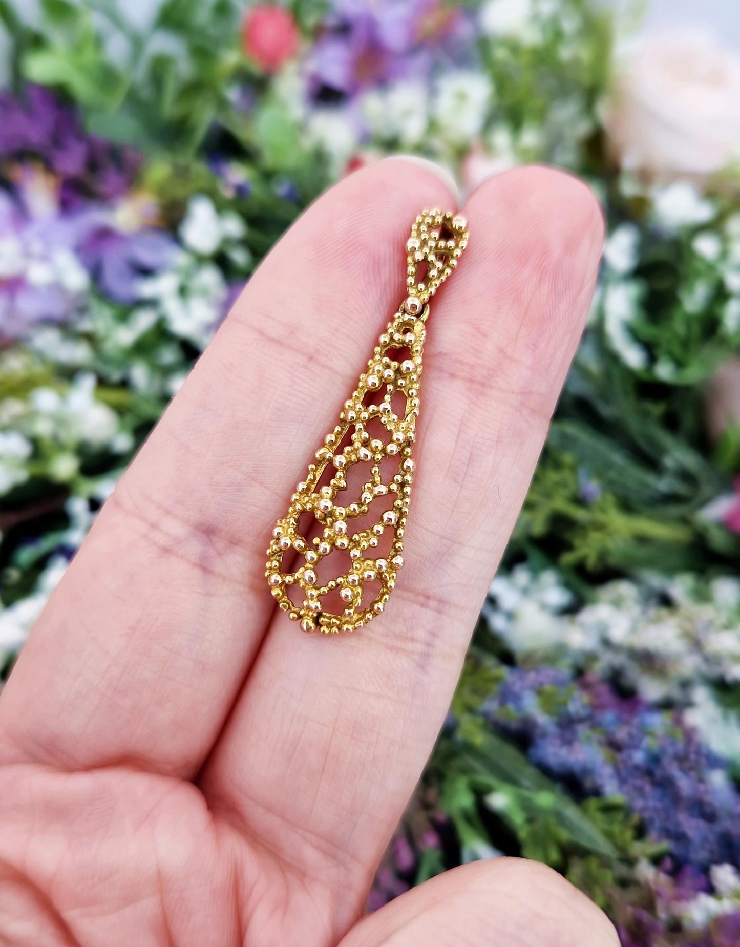 Vintage 9ct Yellow Gold Brutalist Style Abstract Pendant Necklace