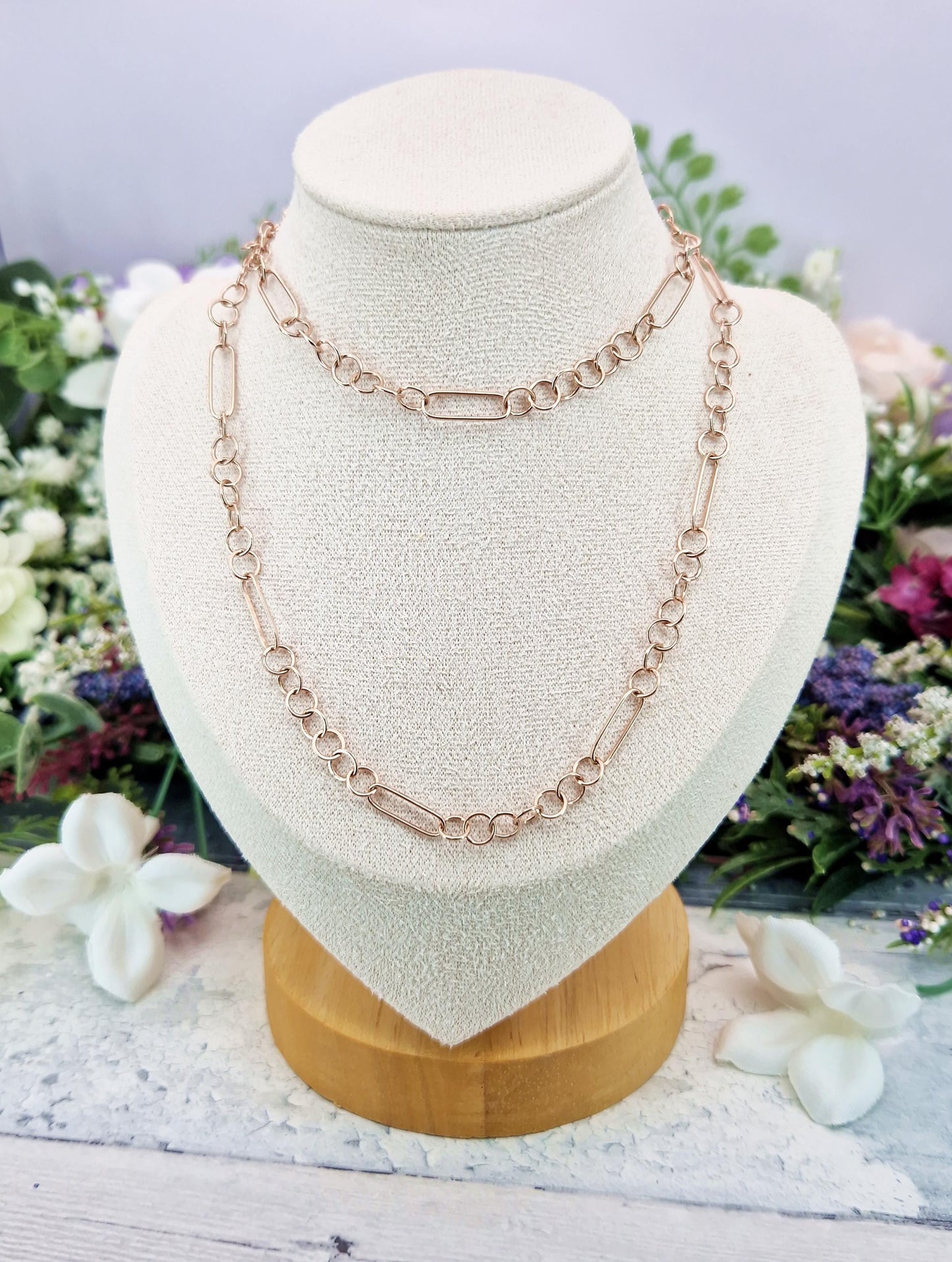 Vintage 9ct Rose Gold on Sterling Silver Large Link 22" Necklace Chain / 8.2 grams