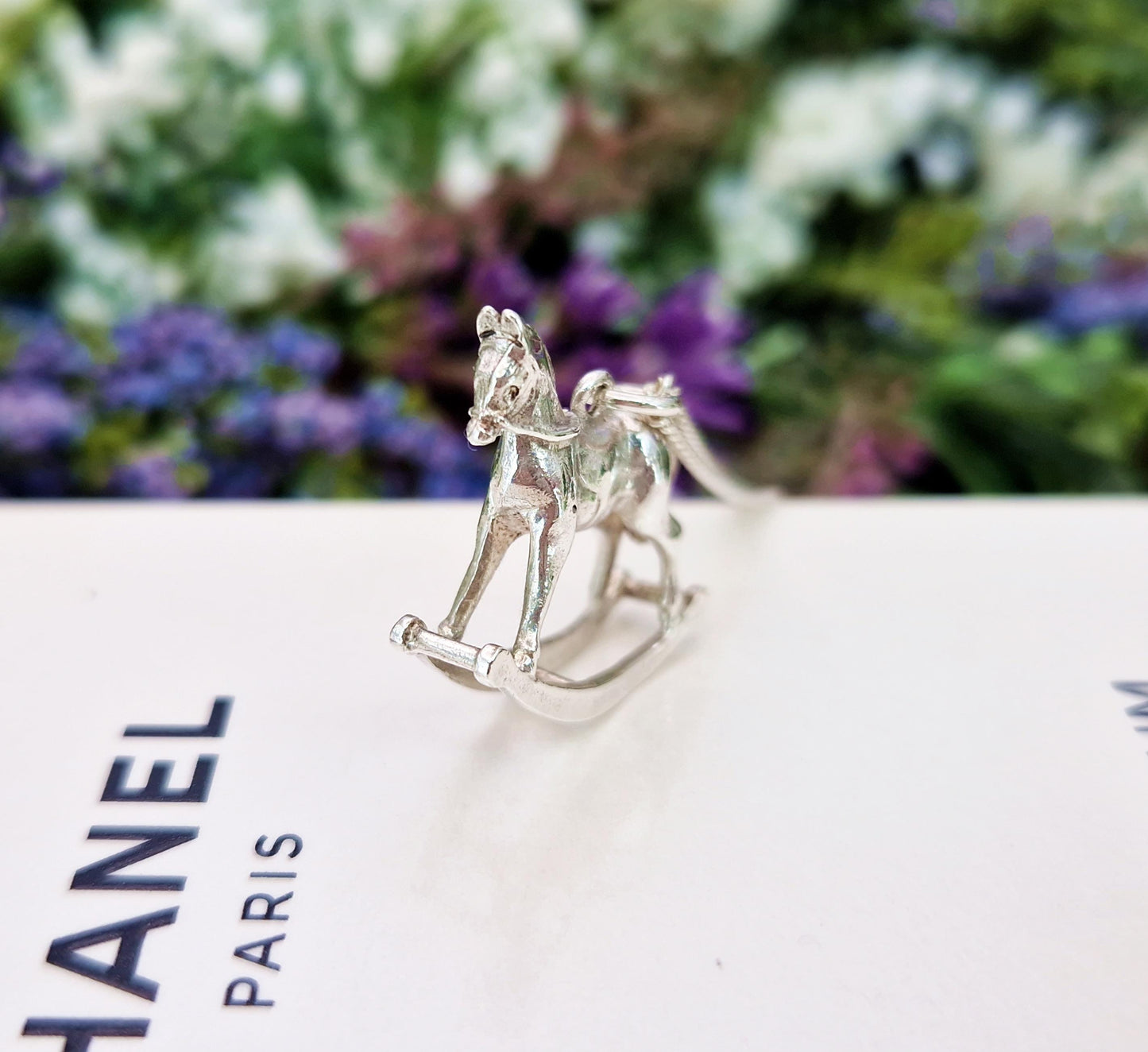 Vintage Sterling Silver Miniature 3D Rocking Horse Charm Necklace