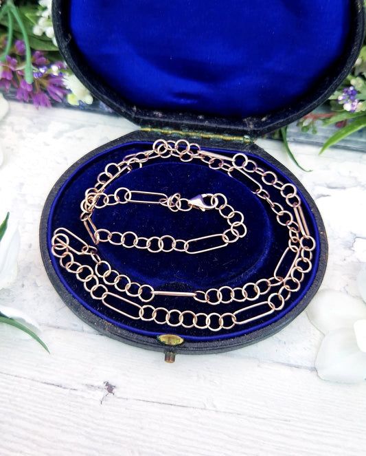 Vintage 9ct Rose Gold on Sterling Silver Large Link 22" Necklace Chain / 8.2 grams