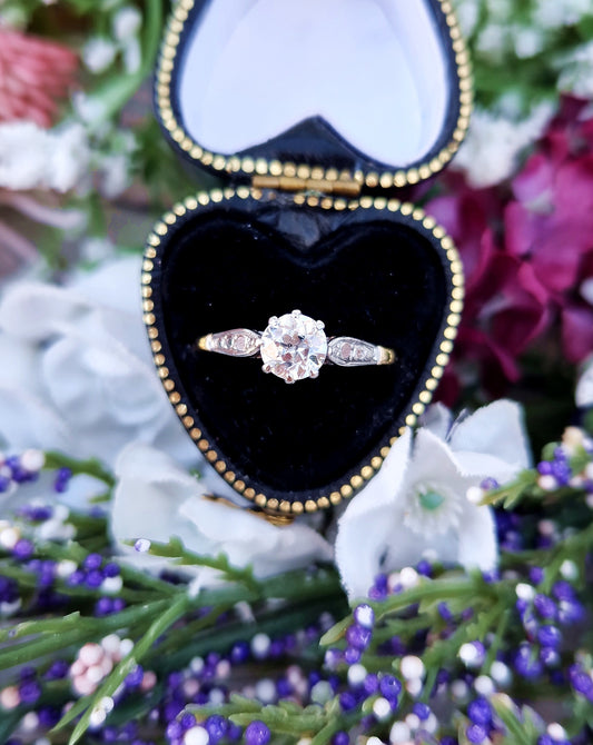 Vintage Art Deco 18ct Gold Classic Natural Diamond 0.66ct Solitaire Engagement Ring / Size M 1/2 or 6.75