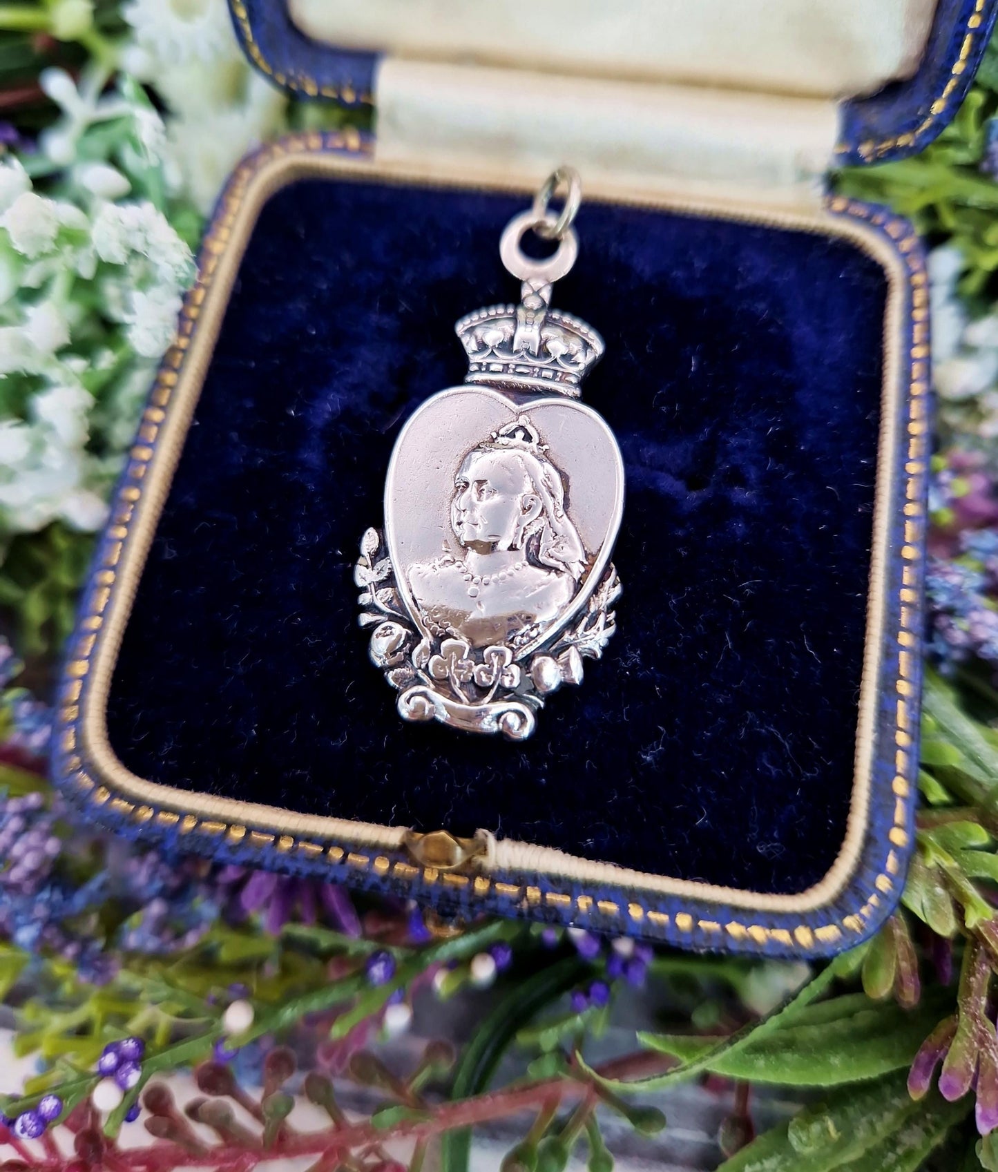 Antique 1878 Victorian Hallmarked Sterling Silver Unique Queen Victoria Fob Pendant