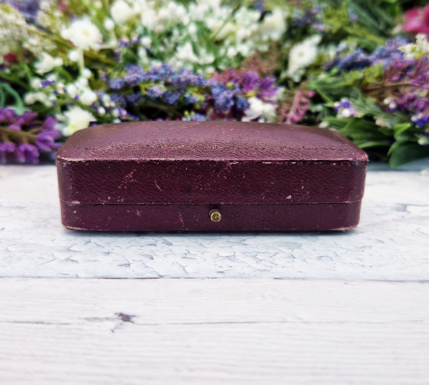 Antique Burgundy Navy Blue & Cream Interior Victorian Jewellery Cufflink Box for Display Collection Gift
