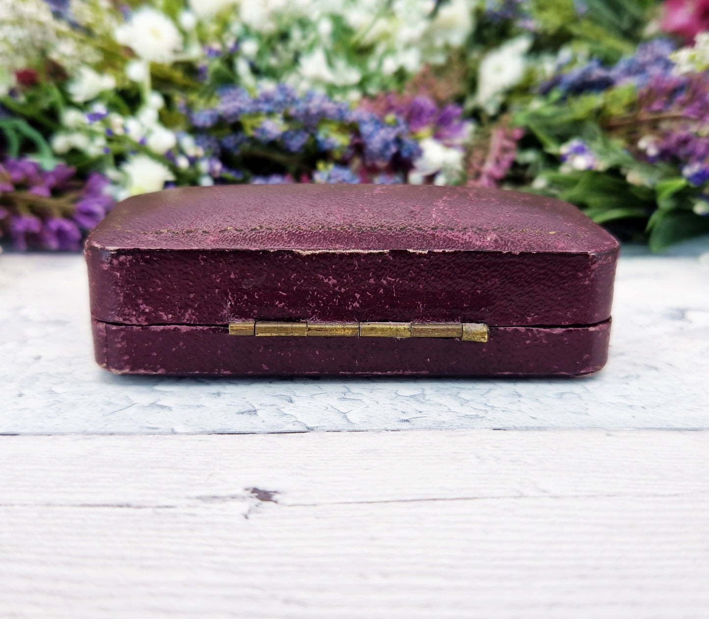 Antique Burgundy Navy Blue & Cream Interior Victorian Jewellery Cufflink Box for Display Collection Gift