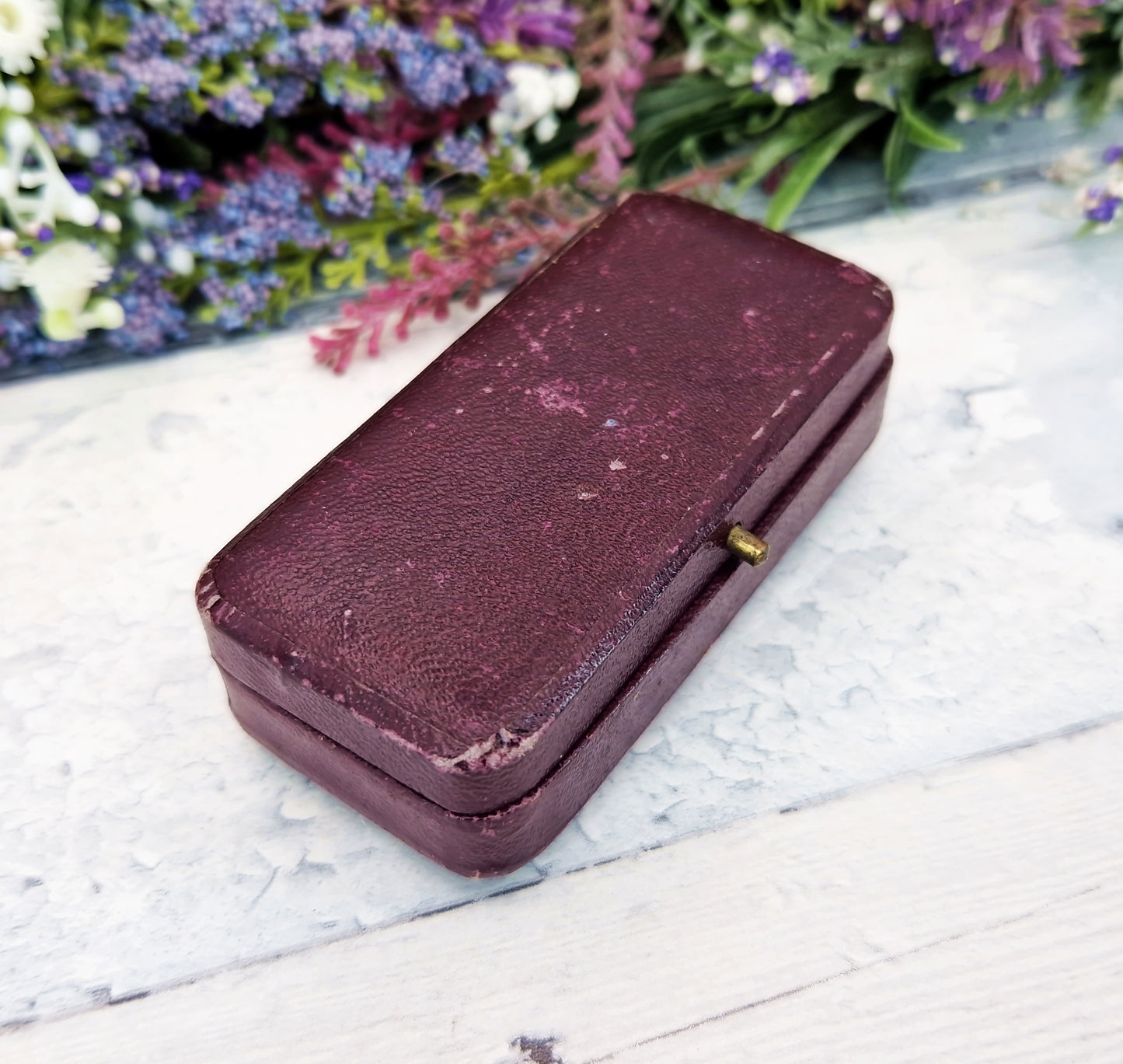 Antique Burgundy Navy Blue & Cream Interior Victorian Jewellery Cufflink Box for Display Collection Gift