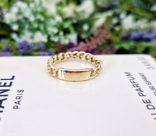 Vintage 1979 9ct Yellow Gold Curb Link Style Band Ring / Size P 1/2 or 8.25