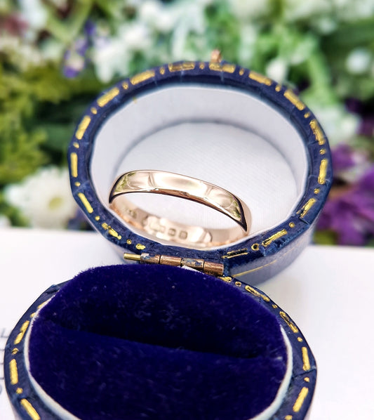 Antique Art Deco 1926 Hallmarked 9ct Gold Plain Wedding Band Ring / Size L or 6