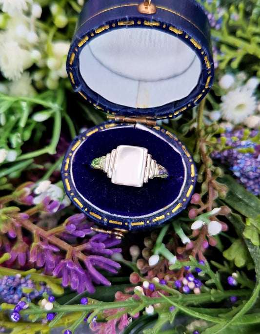 Vintage 1945 Sterling Silver Classic Blank Signet Ring / Size O 1/2 or 7.75