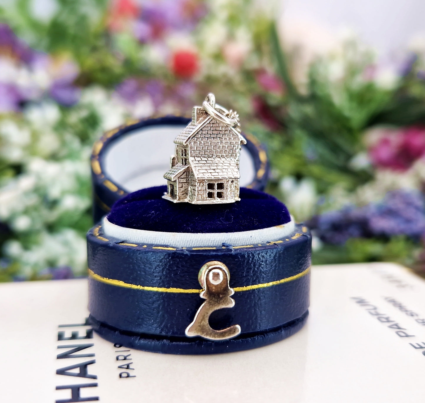 Vintage Sterling Silver Miniature 3D Water Mill Charm Pendant Necklace