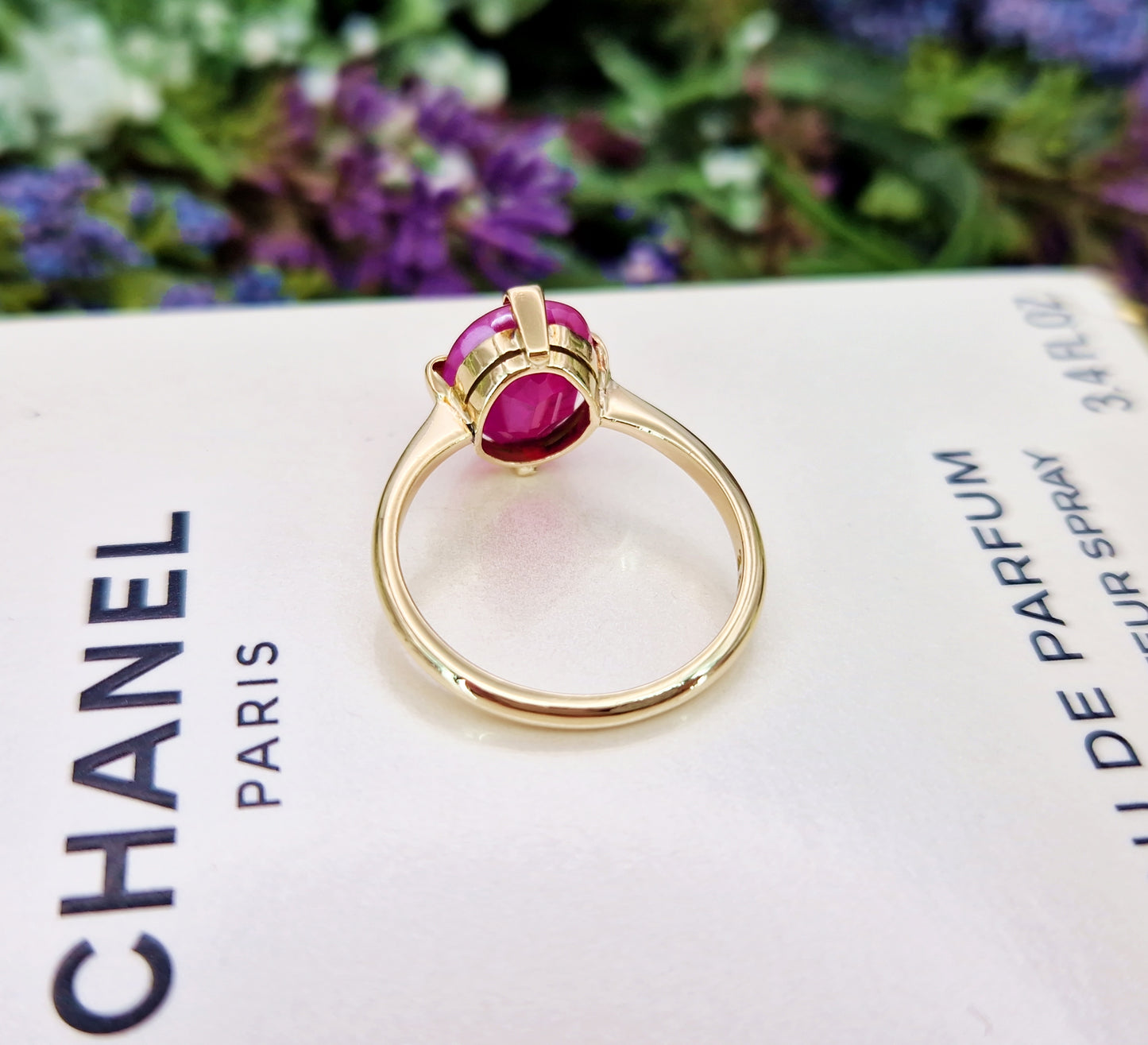 Antique Art Deco 9ct Yellow Gold Carved Cameo Portrait Ruby Solitaire Ring / Size N 1/2 or 7.25