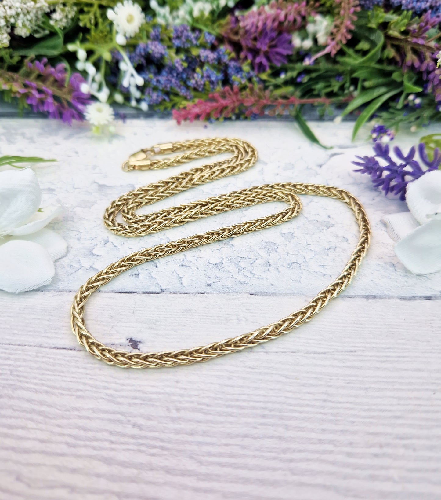Vintage 9ct Yellow Gold on Sterling Silver Italian 22" Long Necklace Chain / 24.8 grams