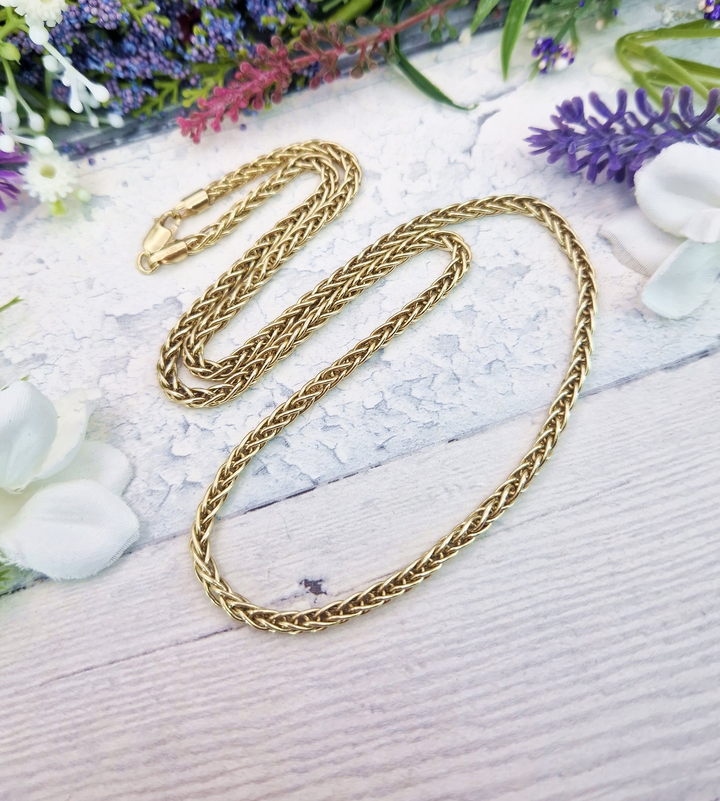 Vintage 9ct Yellow Gold on Sterling Silver Italian 22" Long Necklace Chain / 24.8 grams
