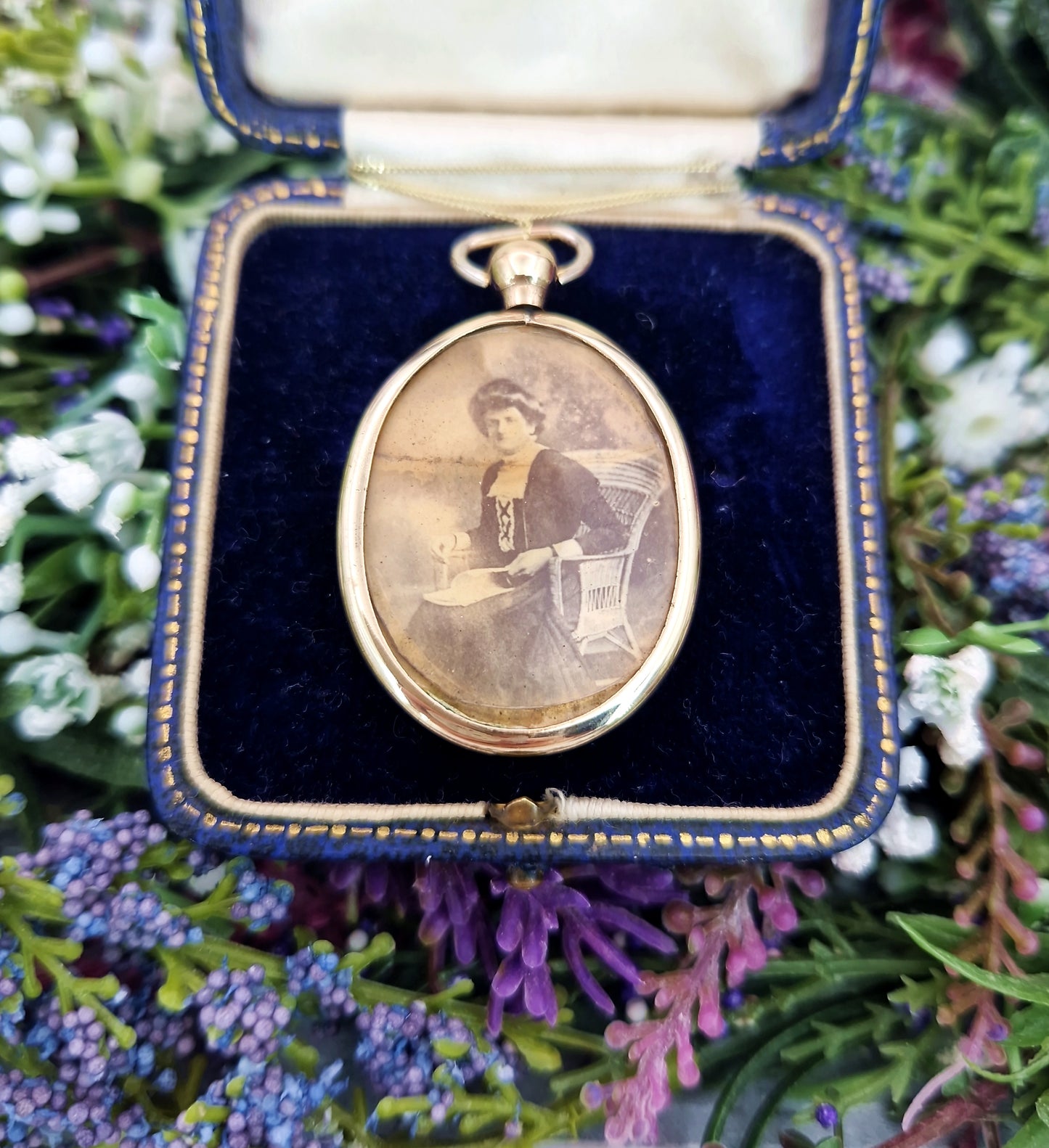 Antique Edwardian Rolled Gold Large Oval Locket Pendant with Orange Agate