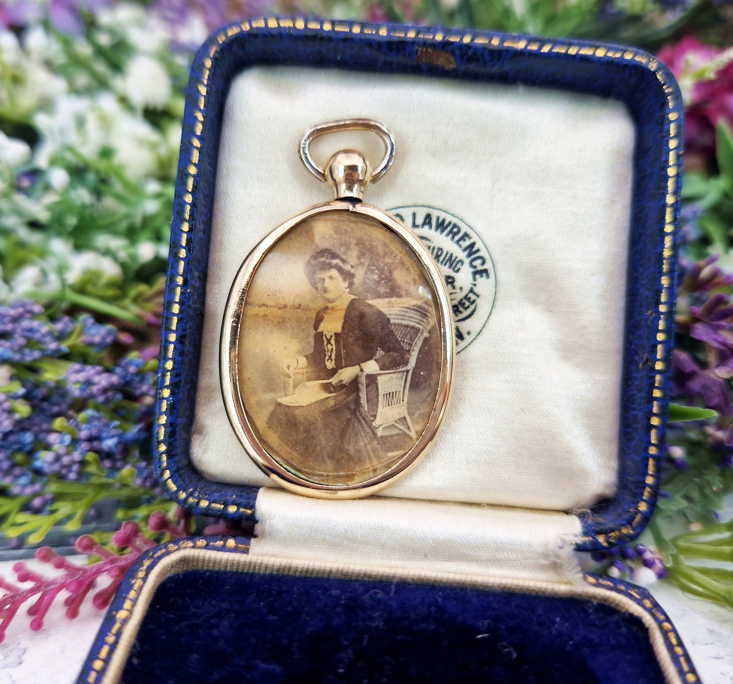 Antique Edwardian Rolled Gold Large Oval Locket Pendant with Orange Agate