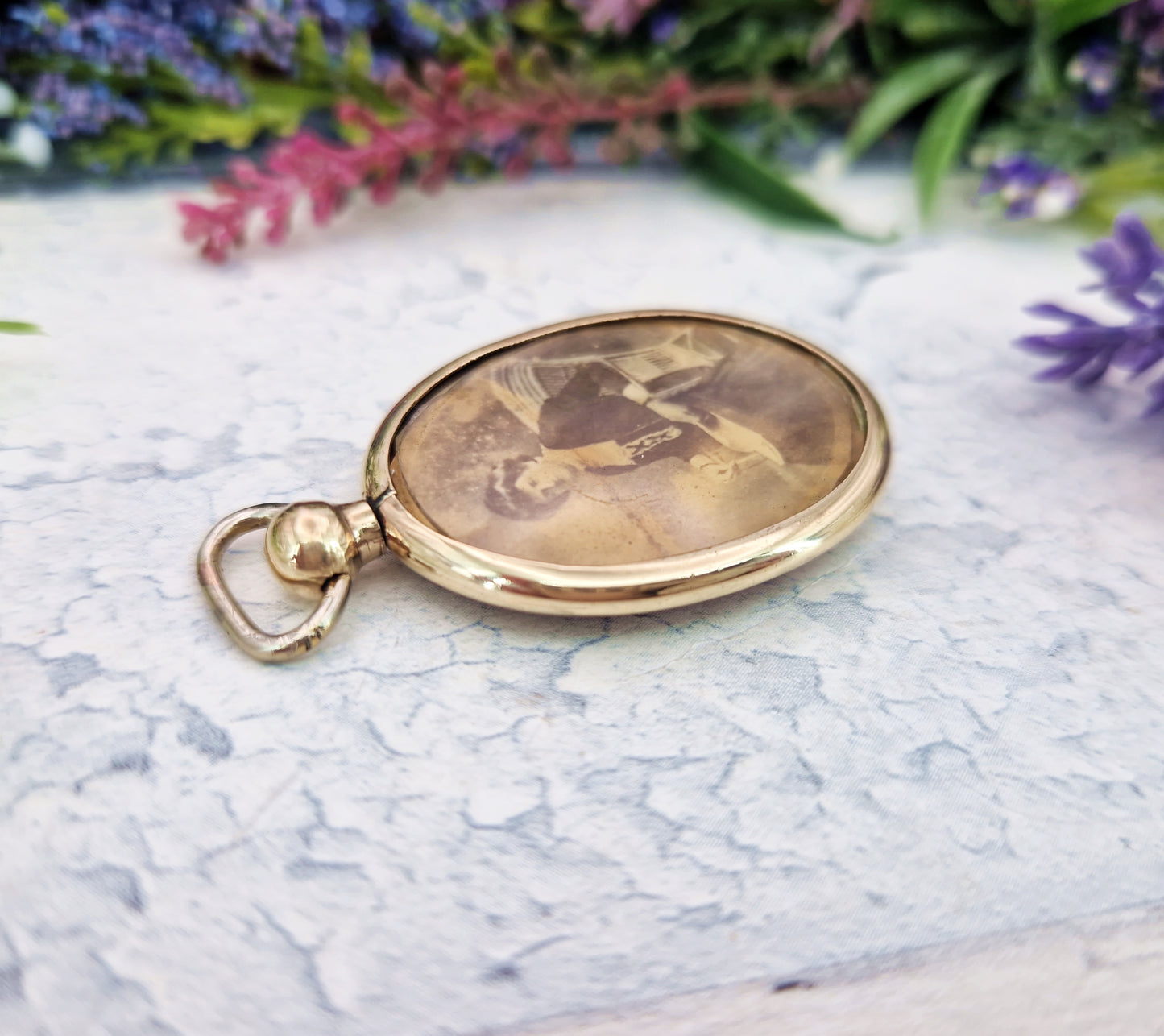 Antique Edwardian Rolled Gold Large Oval Locket Pendant with Orange Agate