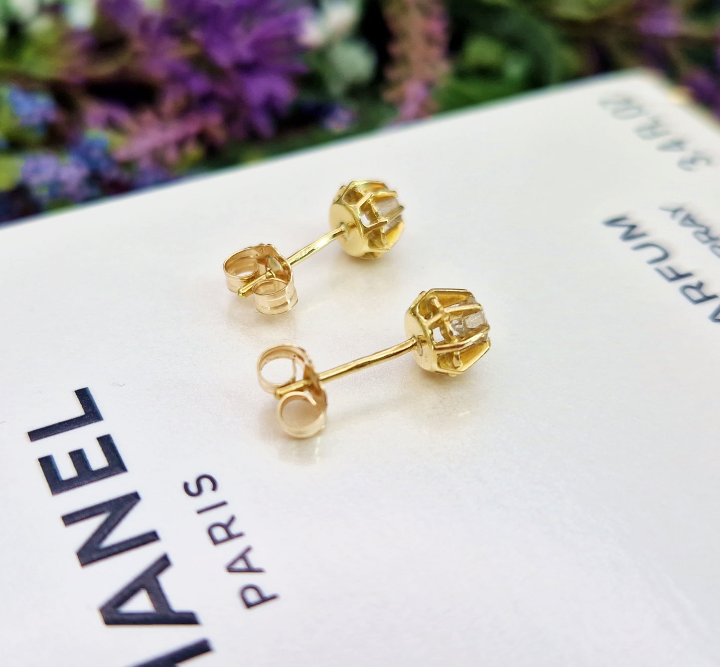 Vintage 18ct Yellow Gold Natural Diamond Solitaire Stud Earrings 0.31 TCW