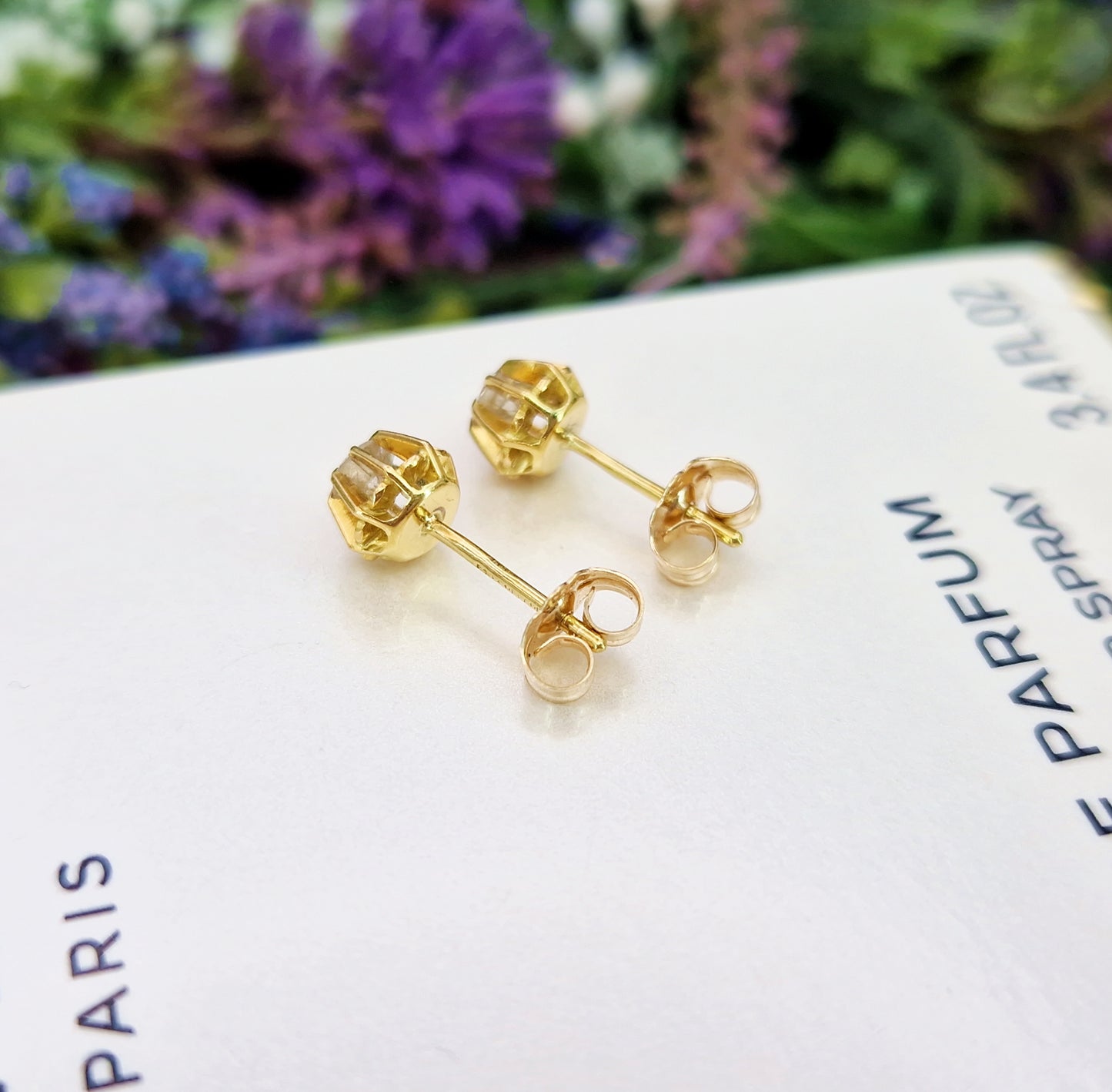 Vintage 18ct Yellow Gold Natural Diamond Solitaire Stud Earrings 0.31 TCW