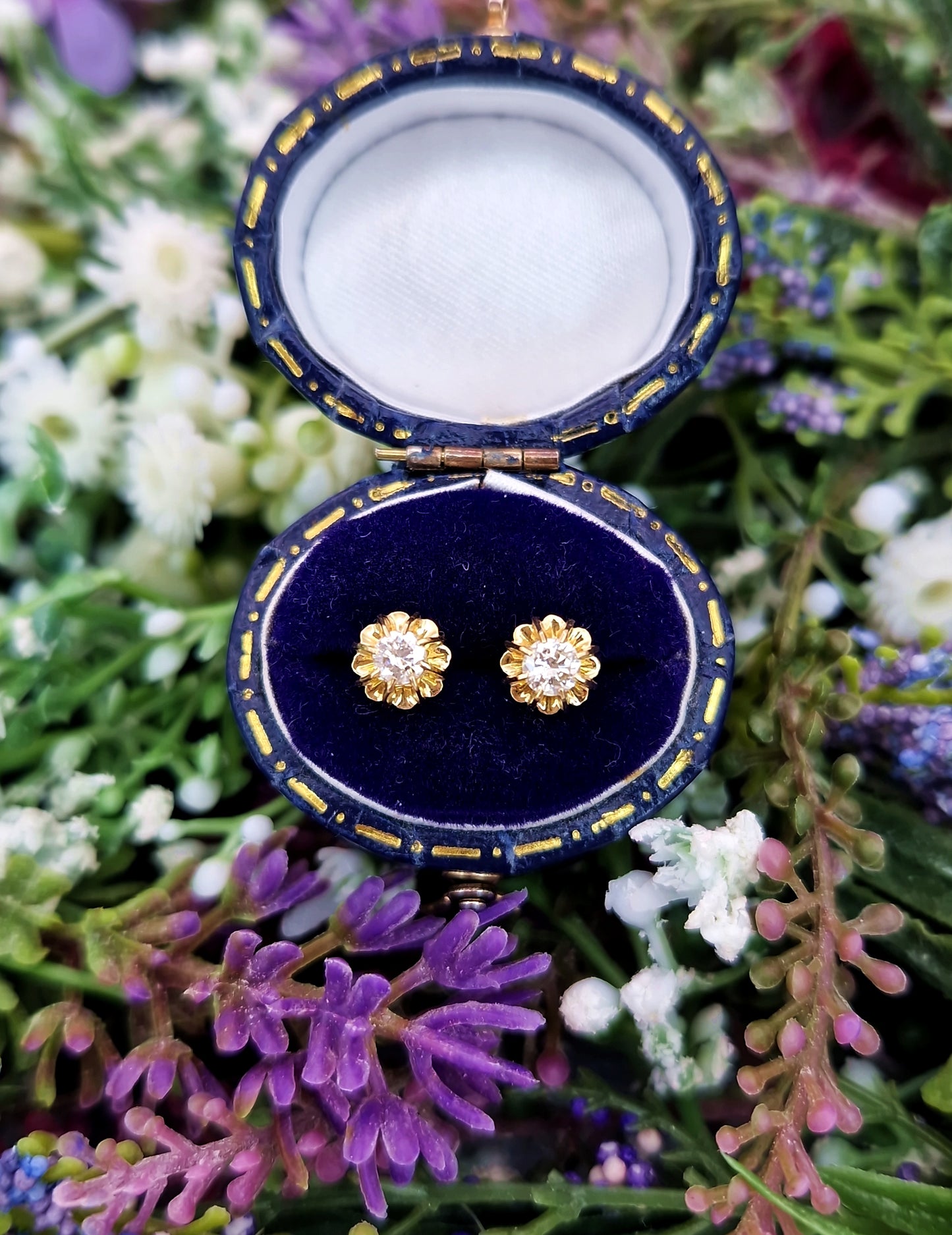 Vintage 18ct Yellow Gold Natural Diamond Solitaire Stud Earrings 0.31 TCW