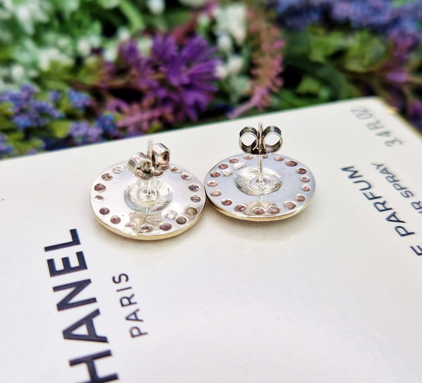 Vintage 1961 Gold on Sterling Silver Statement Button Shaped Stud Earrings