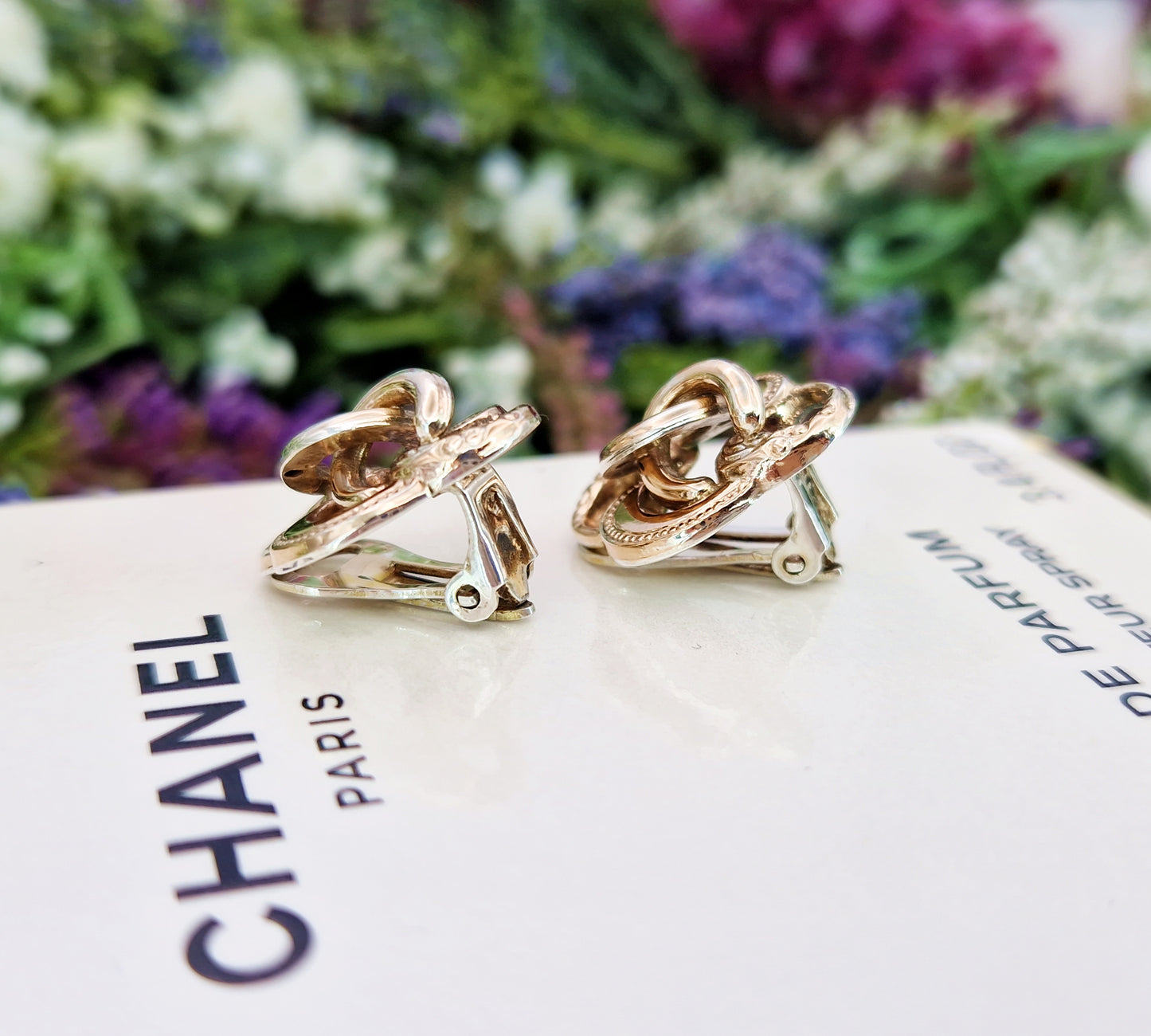 Antique Victorian 9ct Gold on Sterling Silver Intricate Woven Knot Clip on Earrings
