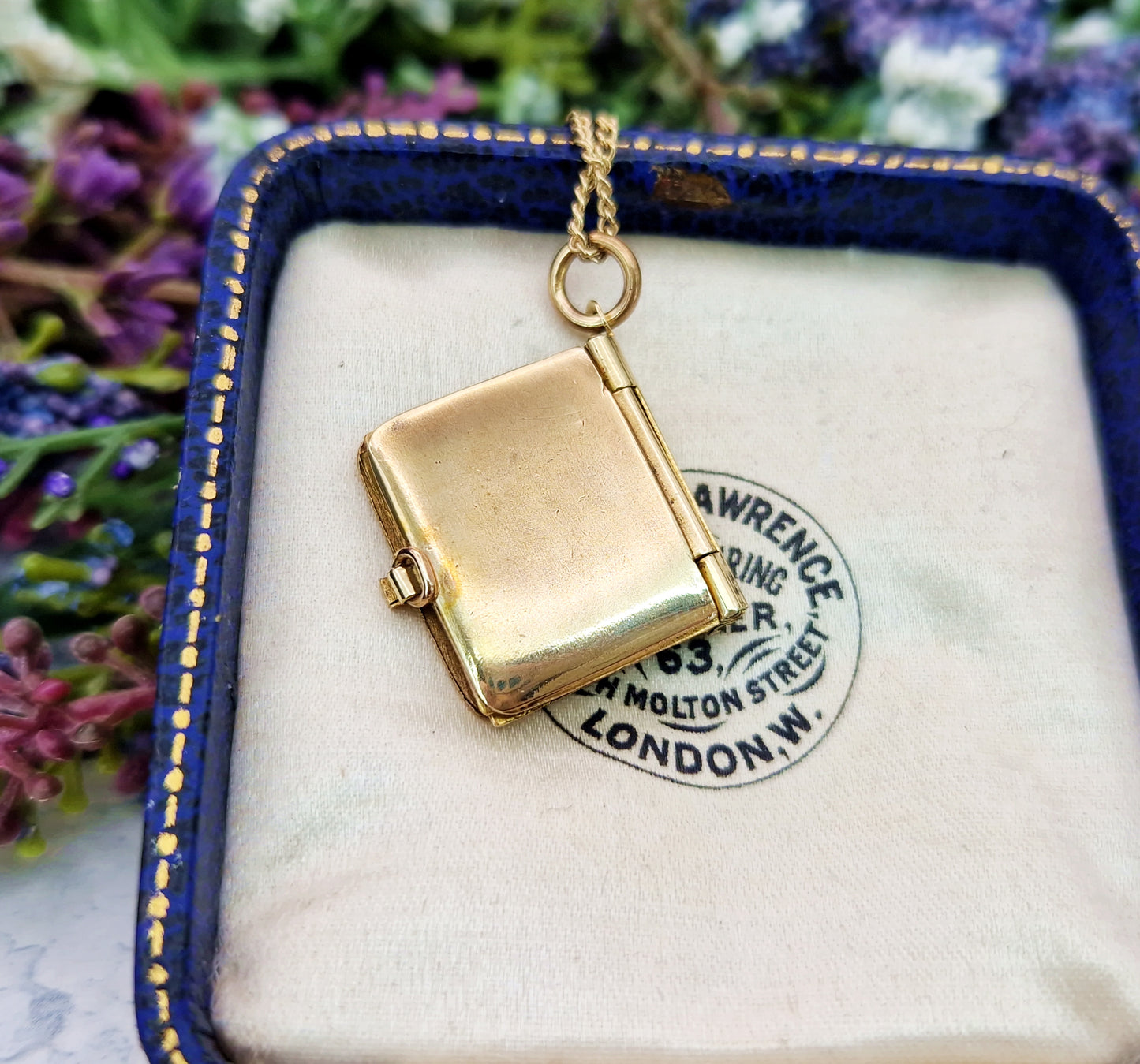 Antique Art Deco Gold Tone Enamel Scottish Thistle Robert Burns Book Locket / Pendant