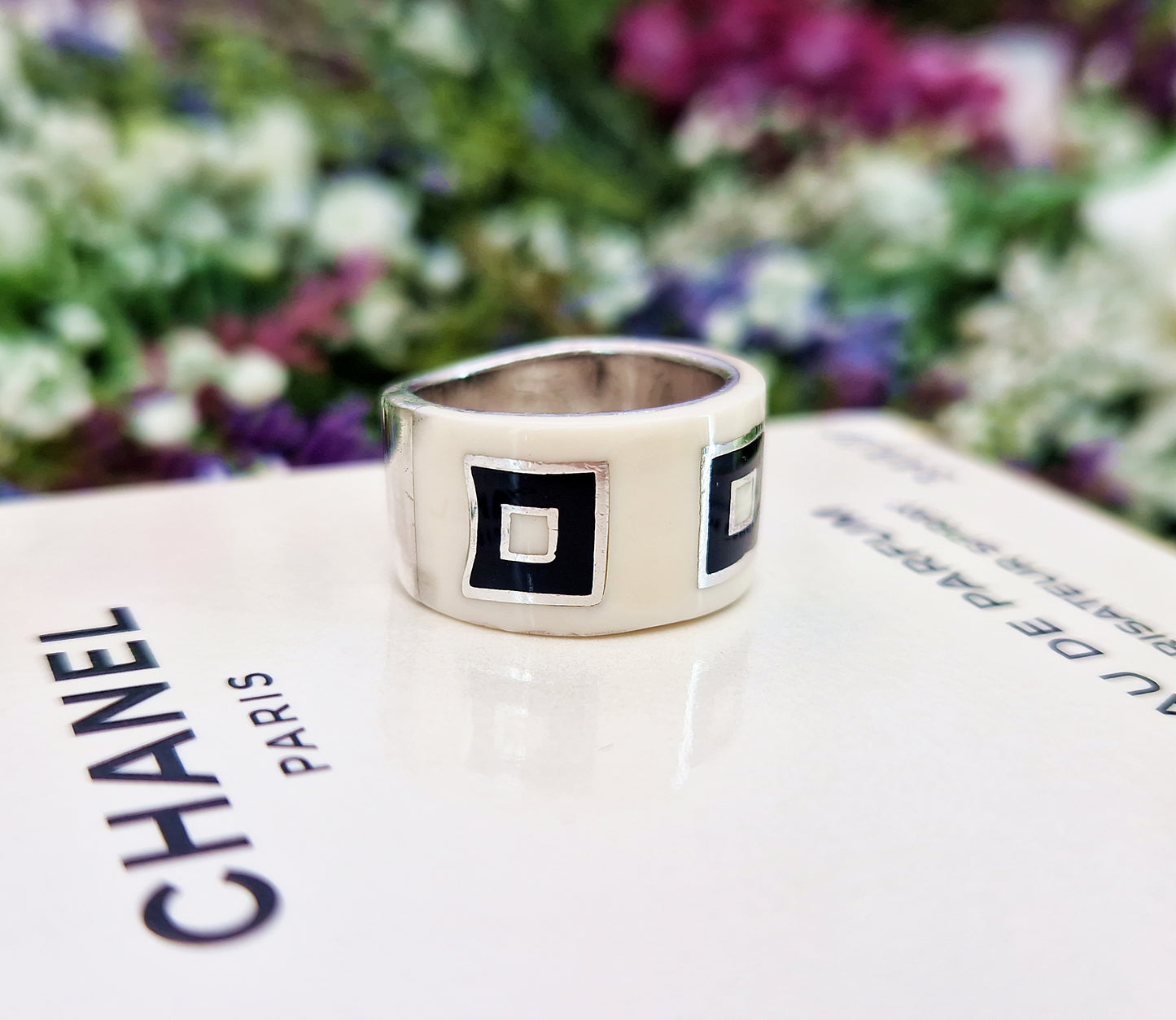 Vintage Designer Jorge Revilla Sterling Silver Geometric Art Deco Style Statement Band Ring