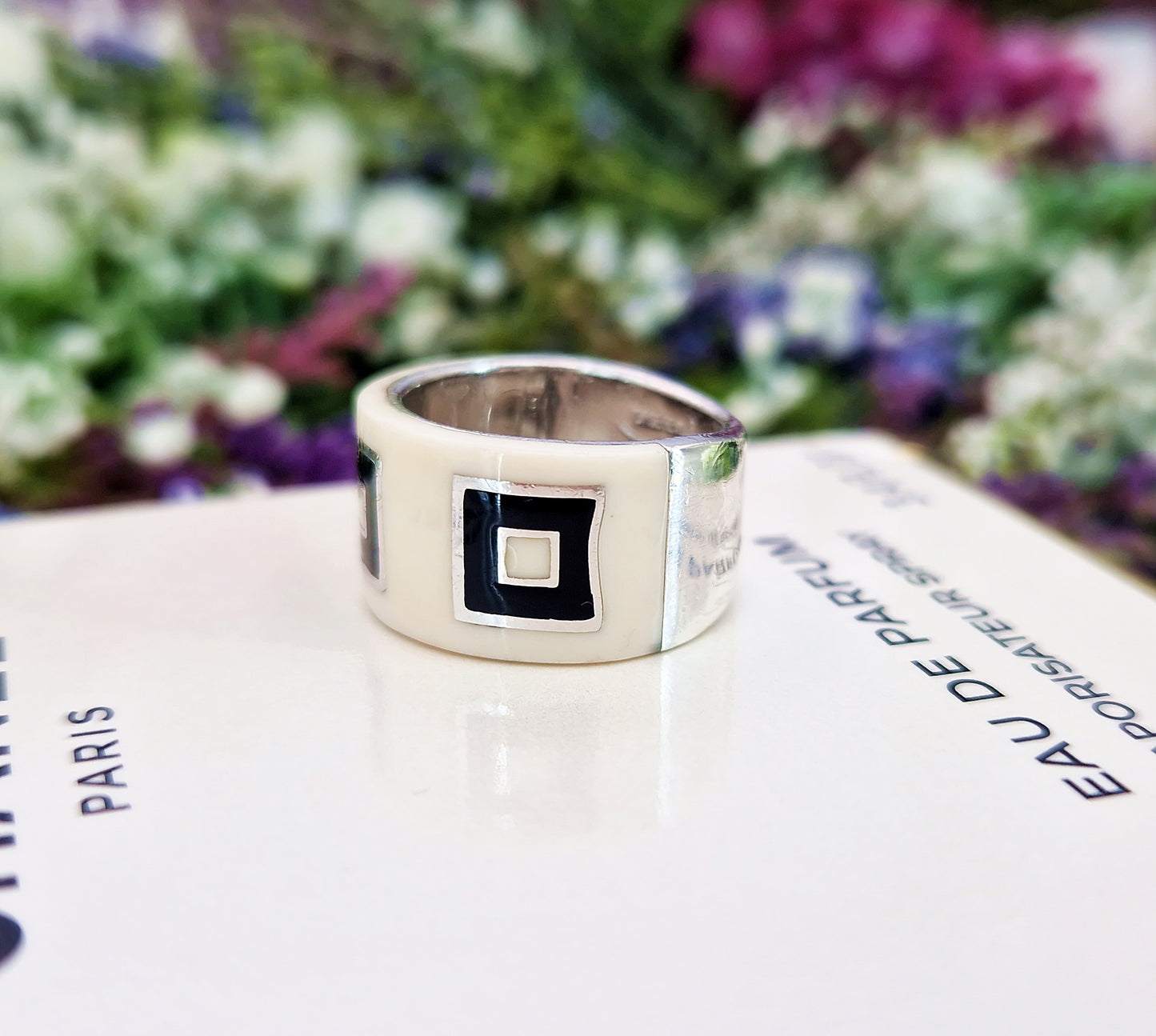 Vintage Designer Jorge Revilla Sterling Silver Geometric Art Deco Style Statement Band Ring