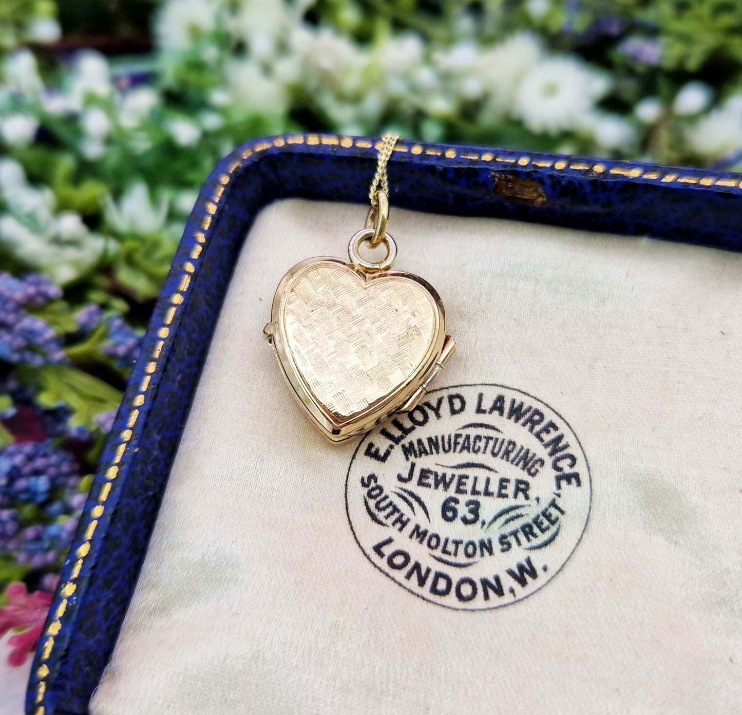 Antique Art Deco Rolled Gold Mother of Pearl & Glass Love Heart Locket Pendant