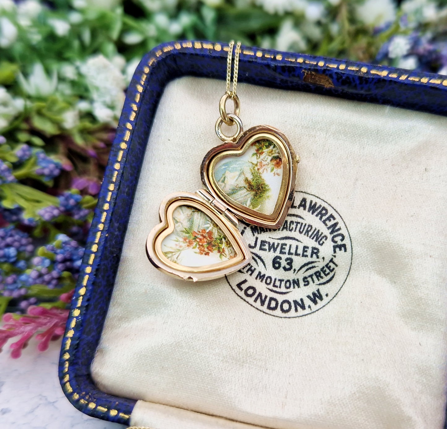 Antique Art Deco Rolled Gold Mother of Pearl & Glass Love Heart Locket Pendant