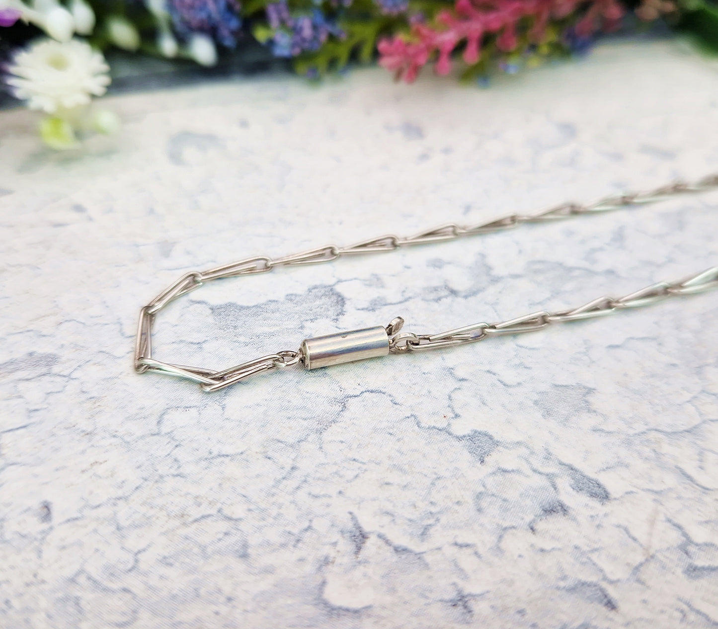 Antique Art Deco 1920's Sterling Silver Ornate Crystal Bead Statement Necklace