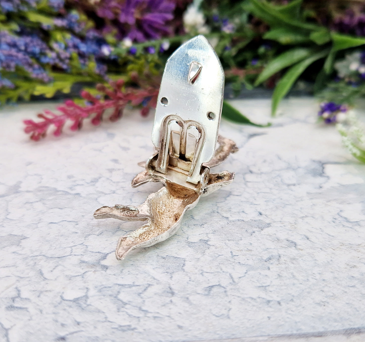 Vintage French Sterling Silver Sculpted Cherub Dress Clip by KEIM Ltd London