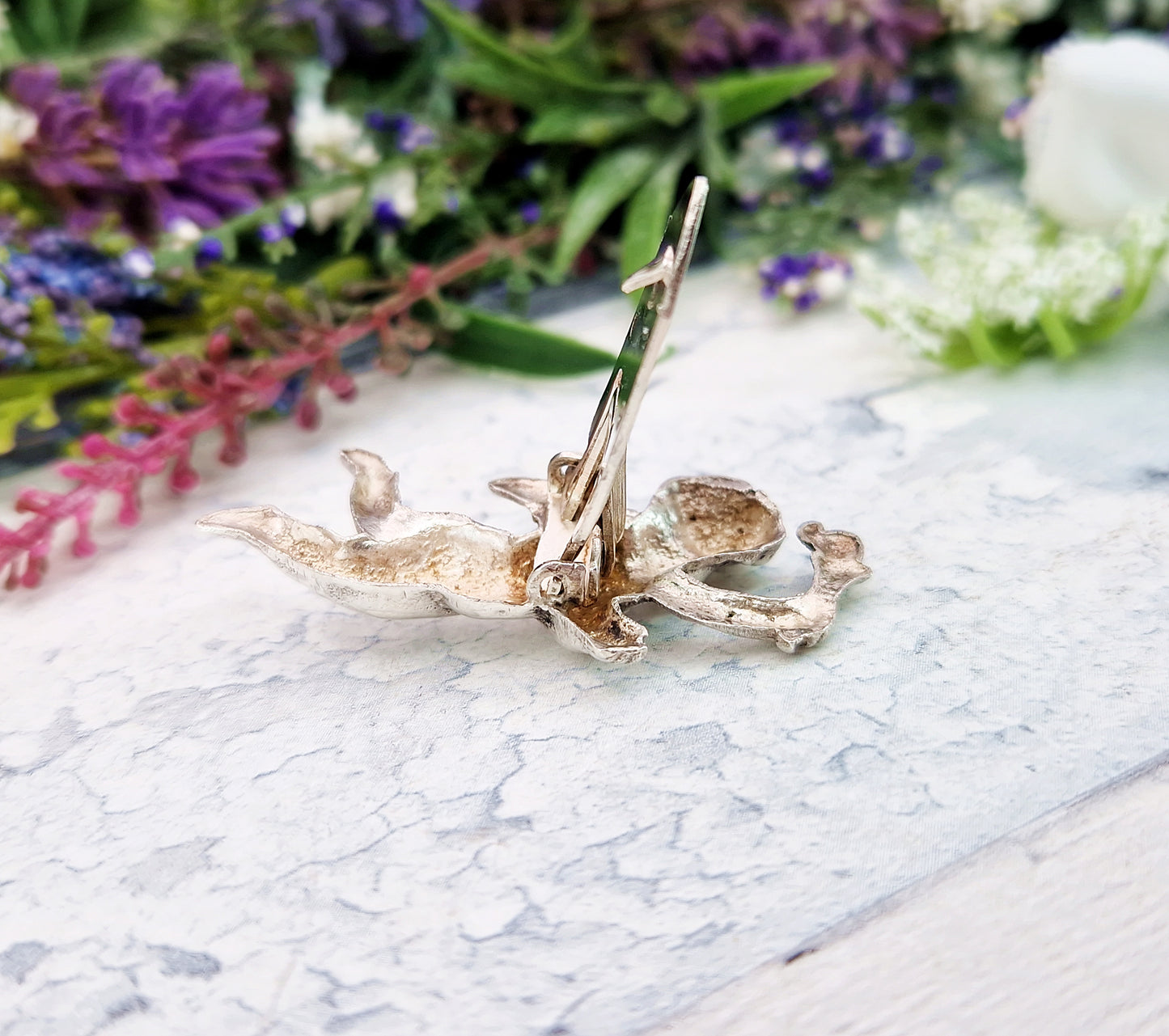 Vintage French Sterling Silver Sculpted Cherub Dress Clip by KEIM Ltd London